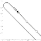 14K White Gold 1mm D/C Open Franco 1in+1in Adjustable Chain