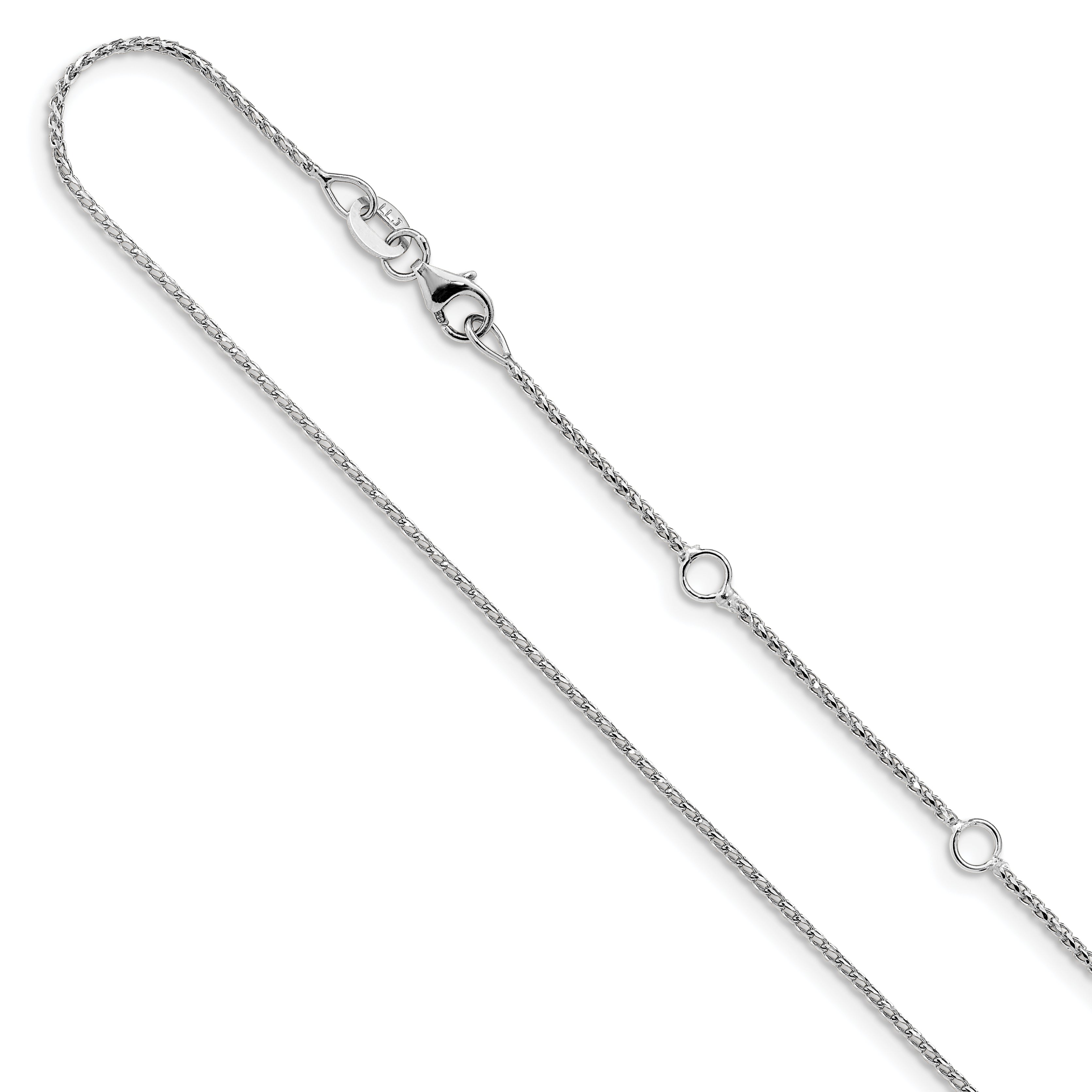 14K White Gold 1mm D/C Open Franco 1in+1in Adjustable Chain Main image