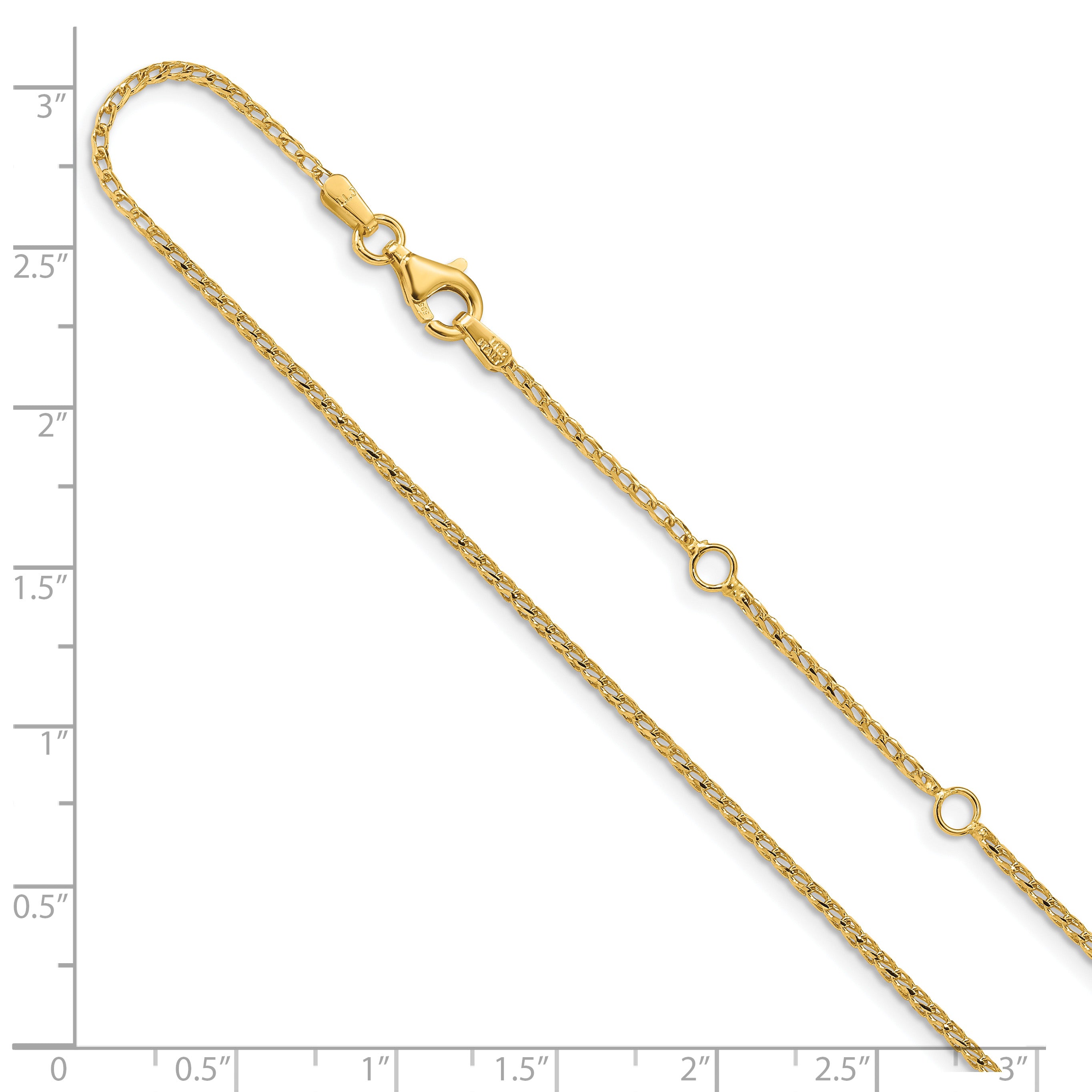 14K 1.4mm D/C Open Franco 1in+1in Adjustable Chain