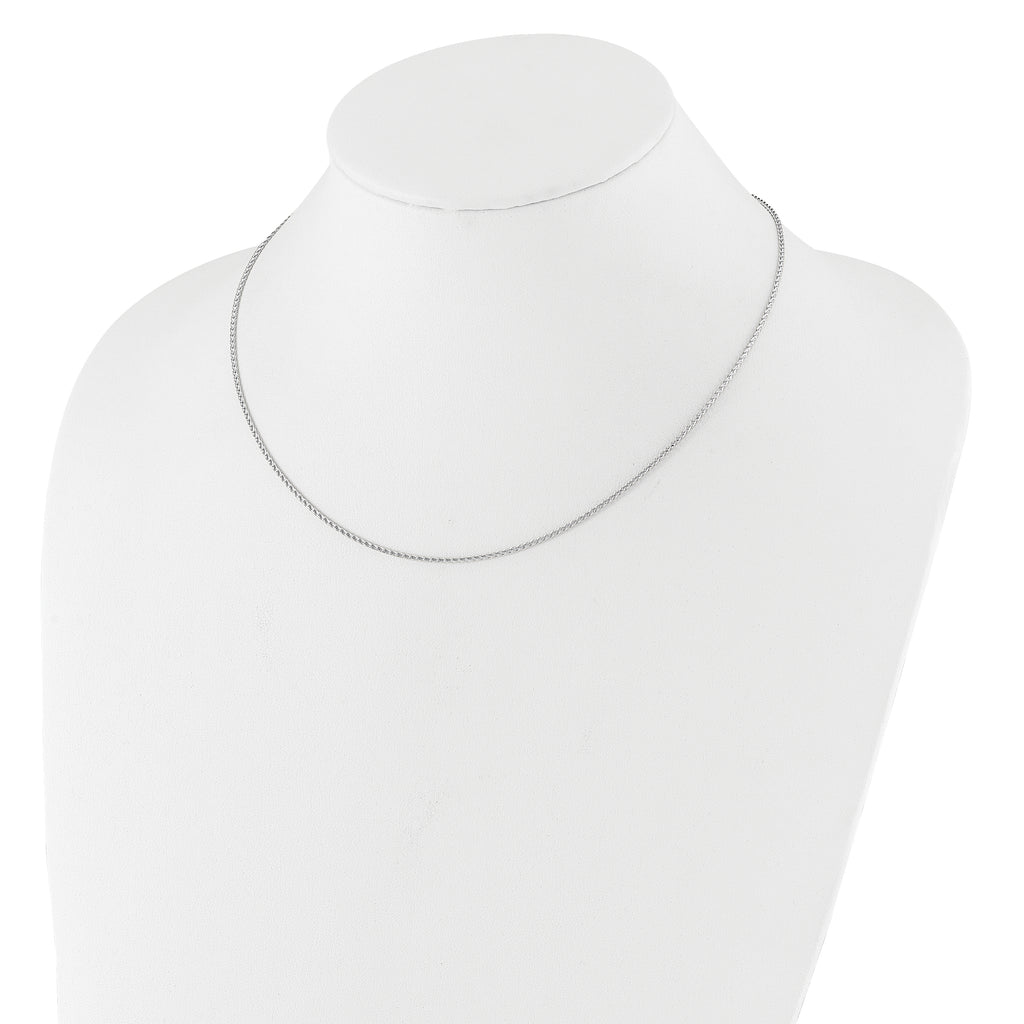 14K White Gold 1.4mm D/C Open Franco 1in+1in Adjustable Chain