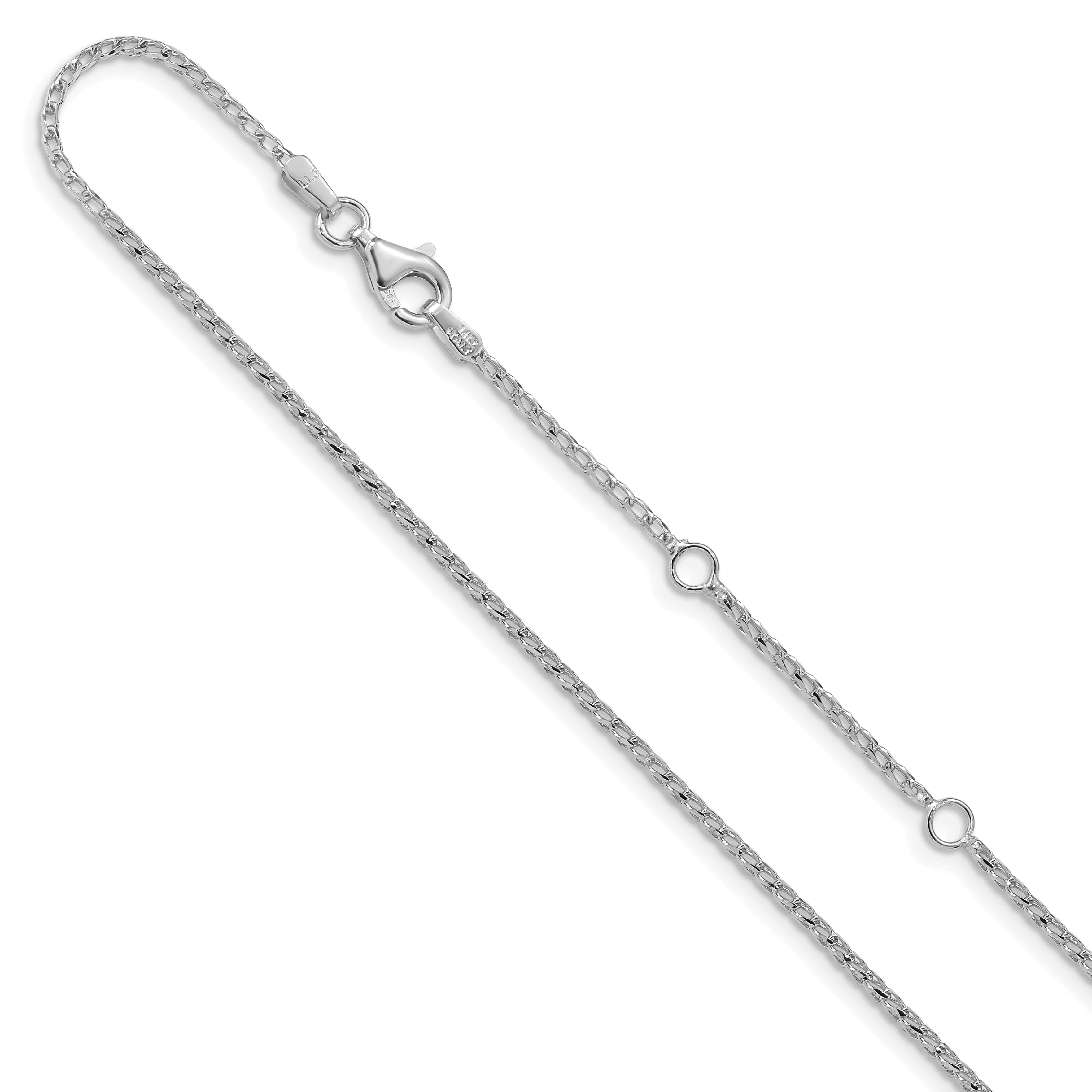 14K White Gold 1.4mm D/C Open Franco 1in+1in Adjustable Chain Main image