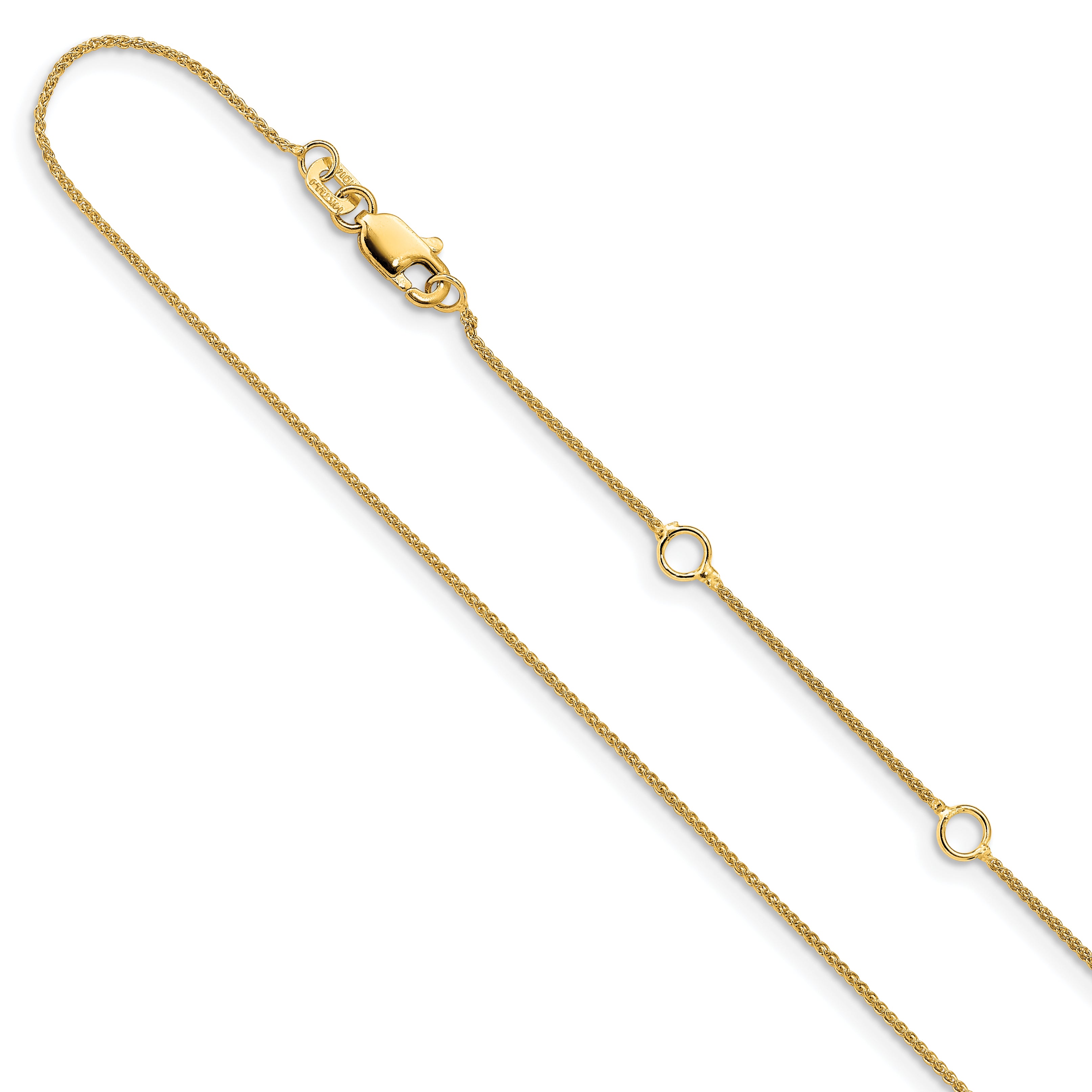 14K .8mm Baby Spiga 1in+1in Adjustable Chain Main image