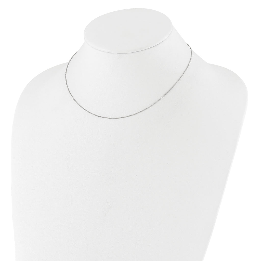 14K White Gold .8mm Baby Spiga 1in+1in Adjustable Chain