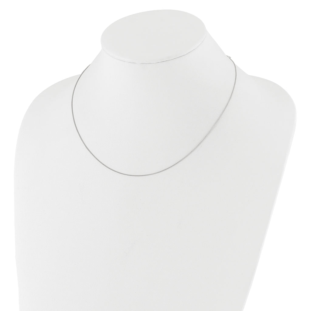 14K White Gold .8mm Baby Spiga 1in+1in Adjustable Chain