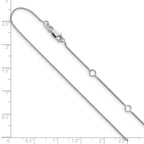14K White Gold .8mm Baby Spiga 1in+1in Adjustable Chain