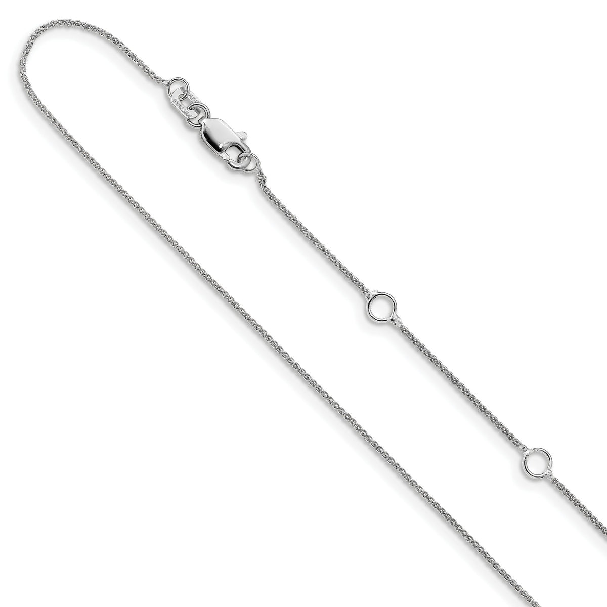 Spiga Wheat Chain Necklace in 14K White Gold, 0.8mm Adjustable, 18–20 Inch - Sophia Jewelers Main image