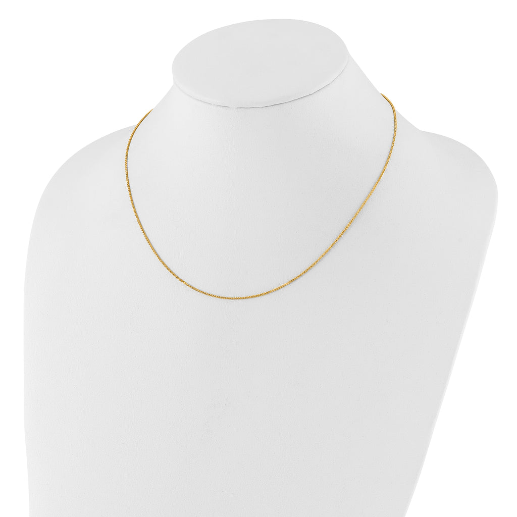 14K 1mm Spiga 1in+1in Adjustable Chain