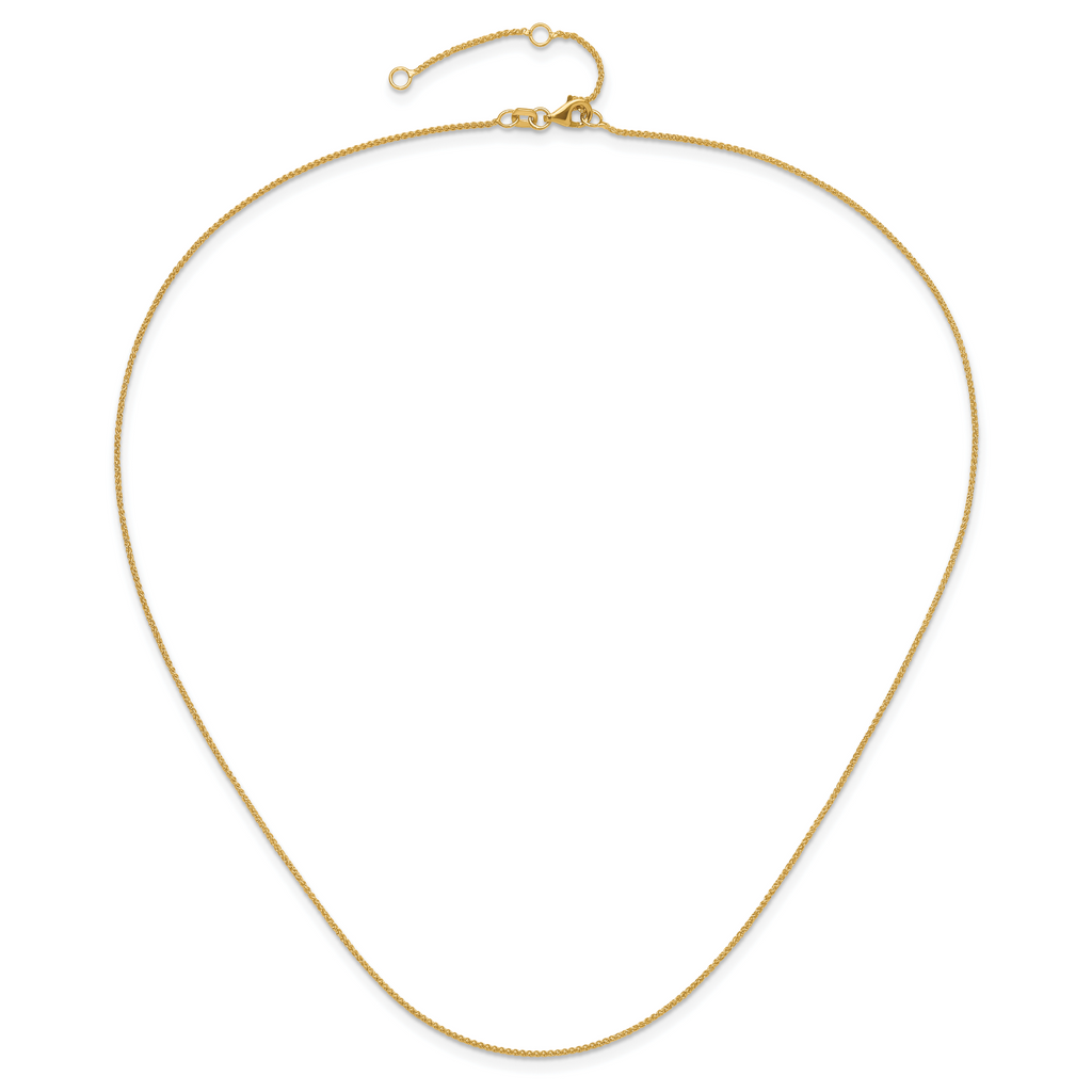 14K 1mm Spiga 1in+1in Adjustable Chain