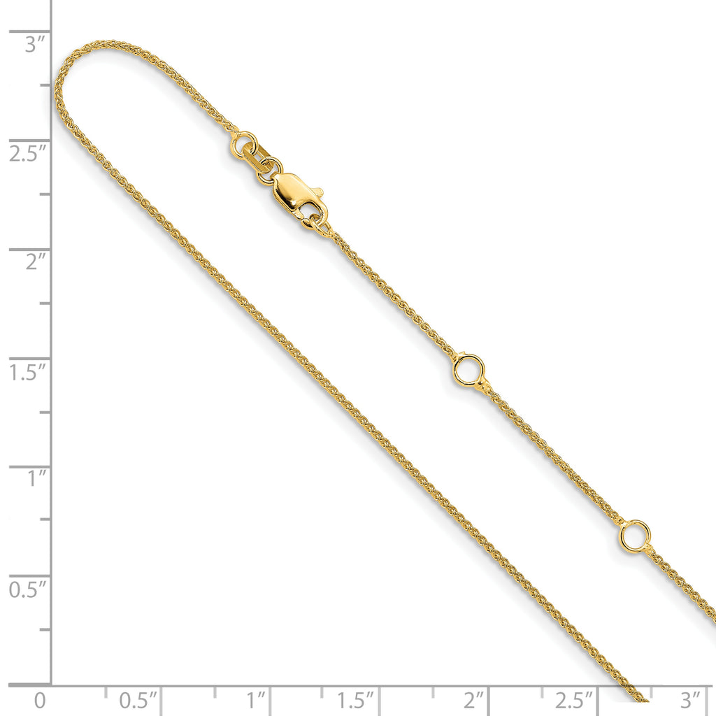 14K 1mm Spiga 1in+1in Adjustable Chain