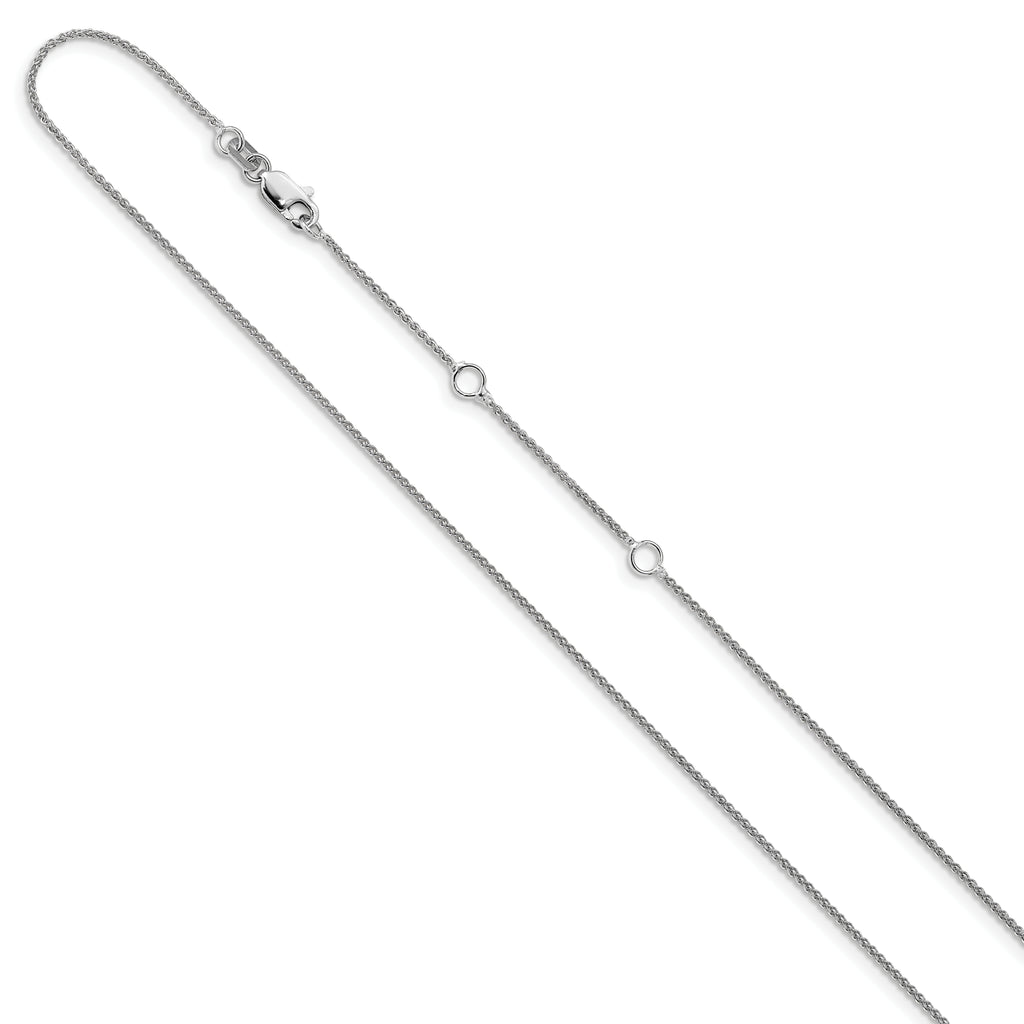 14K White Gold 1mm Spiga 1in+1in Adjustable Chain