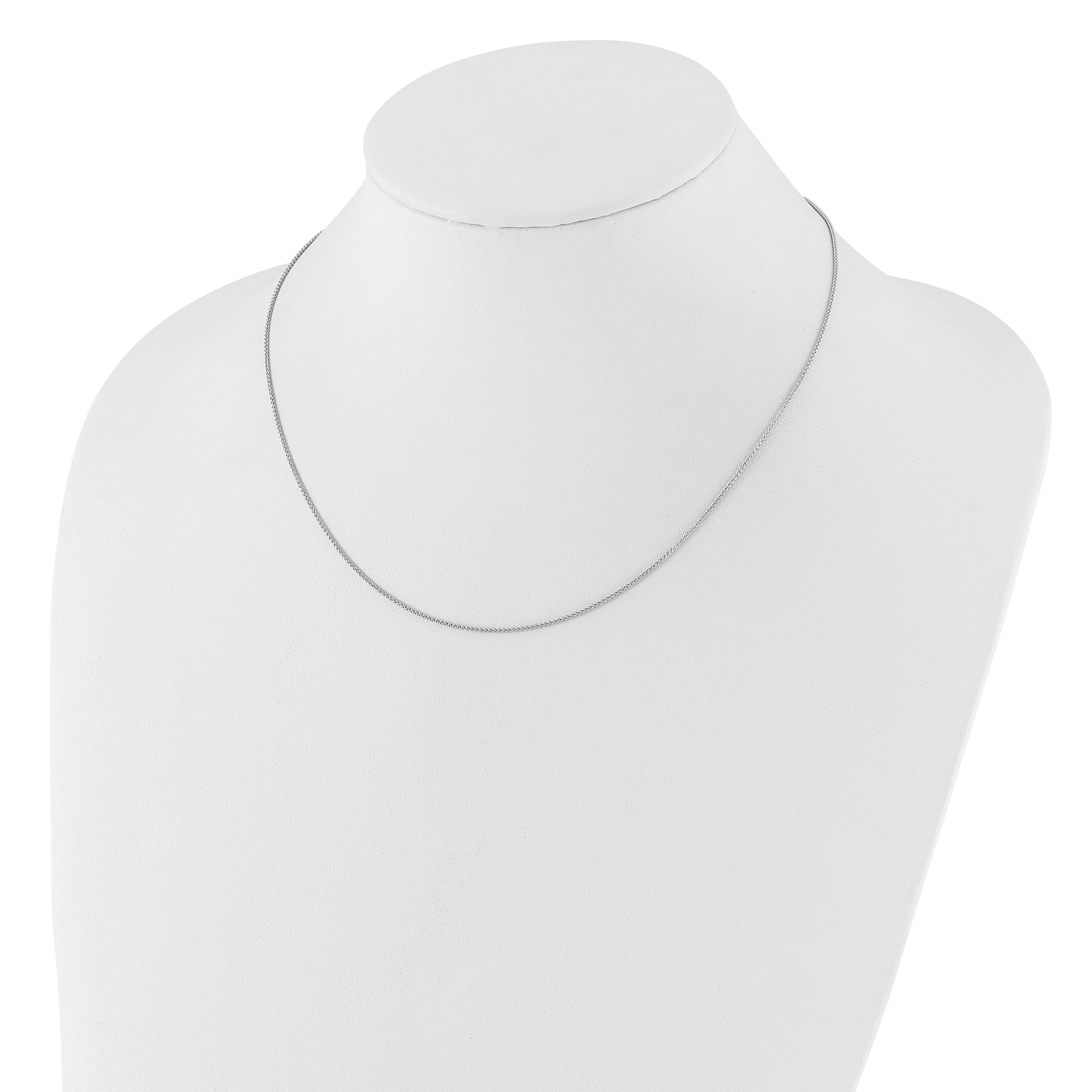 14K White Gold 1mm Spiga 1in+1in Adjustable Chain