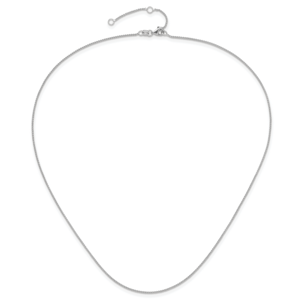 14K White Gold 1mm Spiga 1in+1in Adjustable Chain