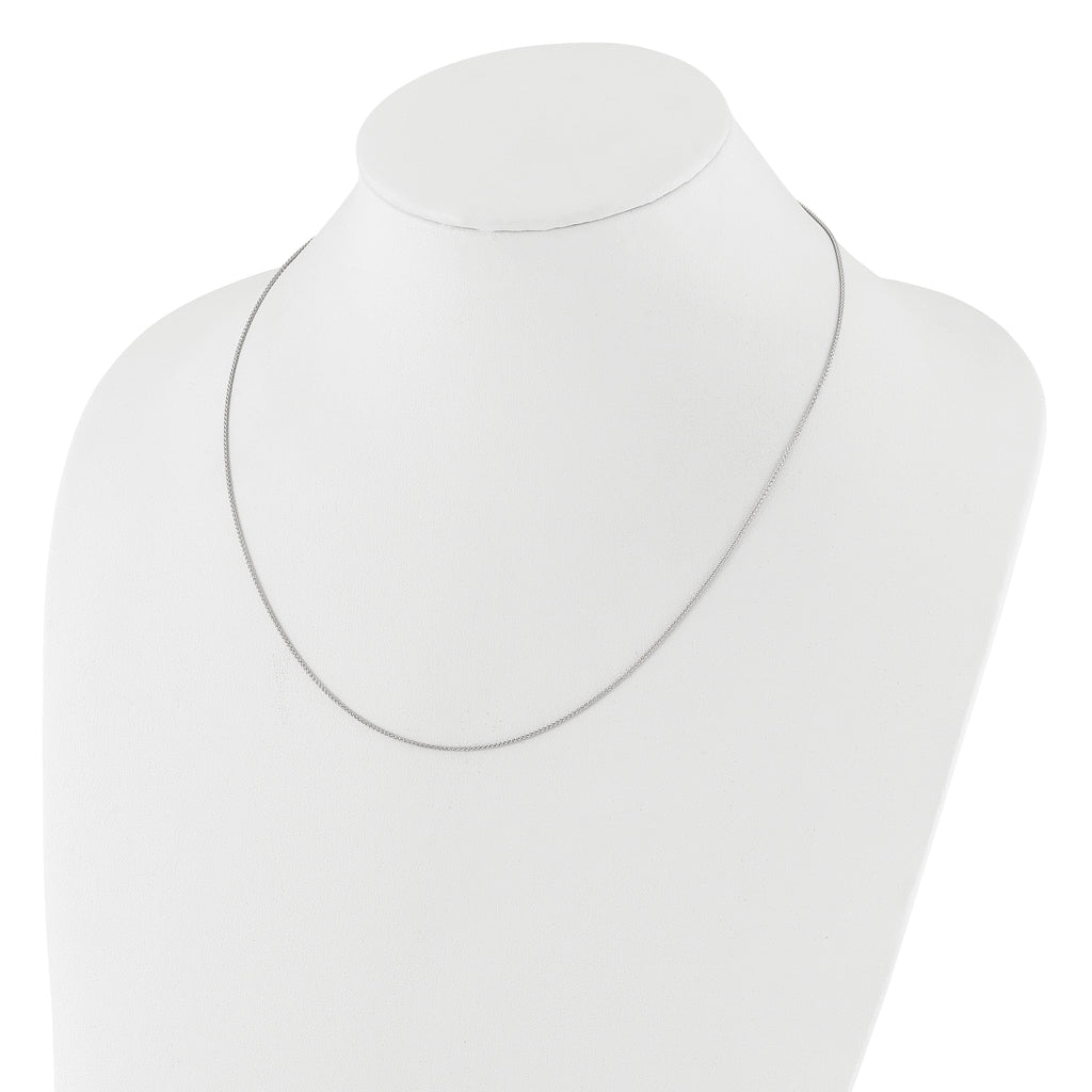 14K White Gold 1mm Spiga 1in+1in Adjustable Chain