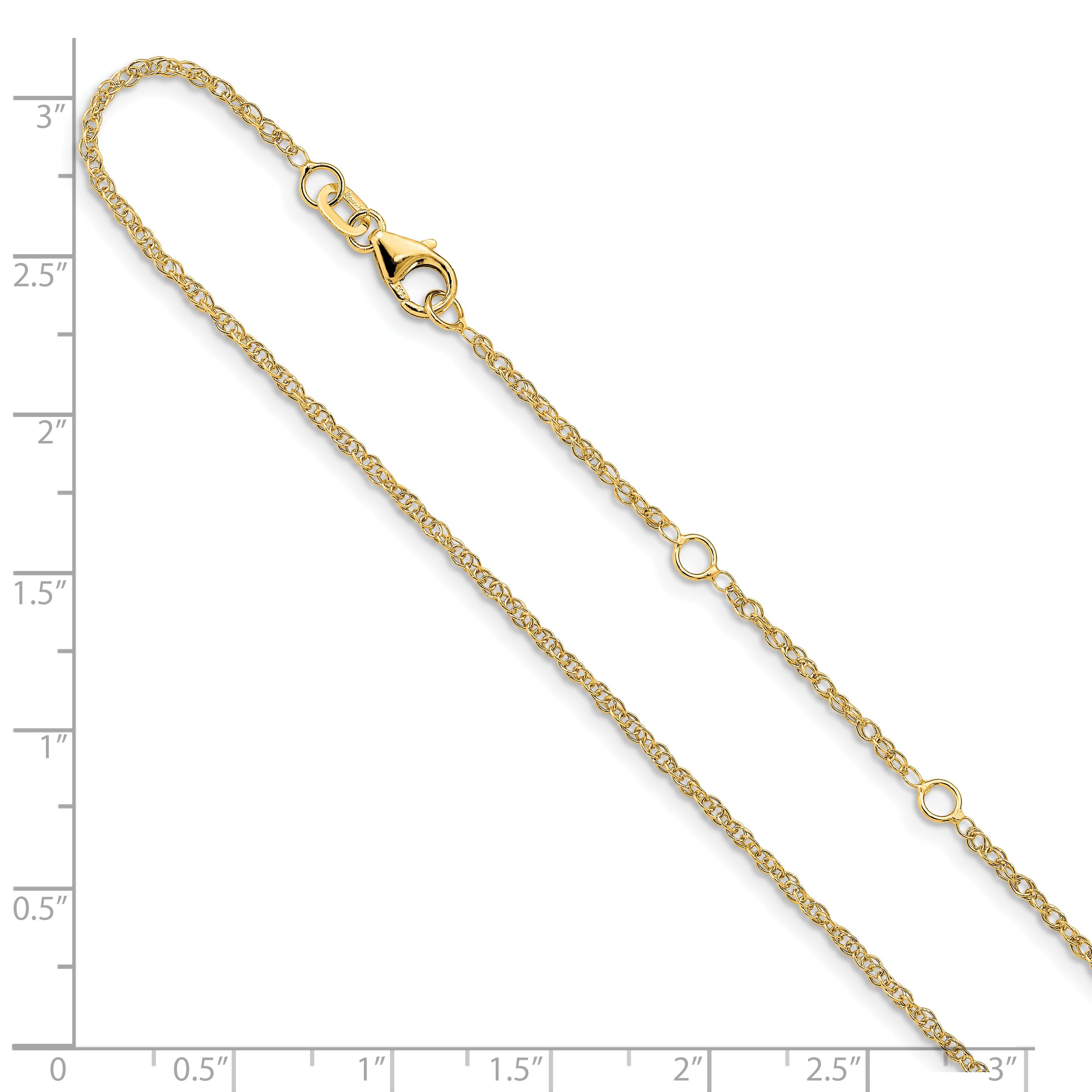 14k 1.5mm D/C Loose Rope 1in+1in Adjustable Chain
