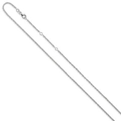 14k White Gold 1.5mm D/C Loose Rope 1in+1in Adjustable Chain