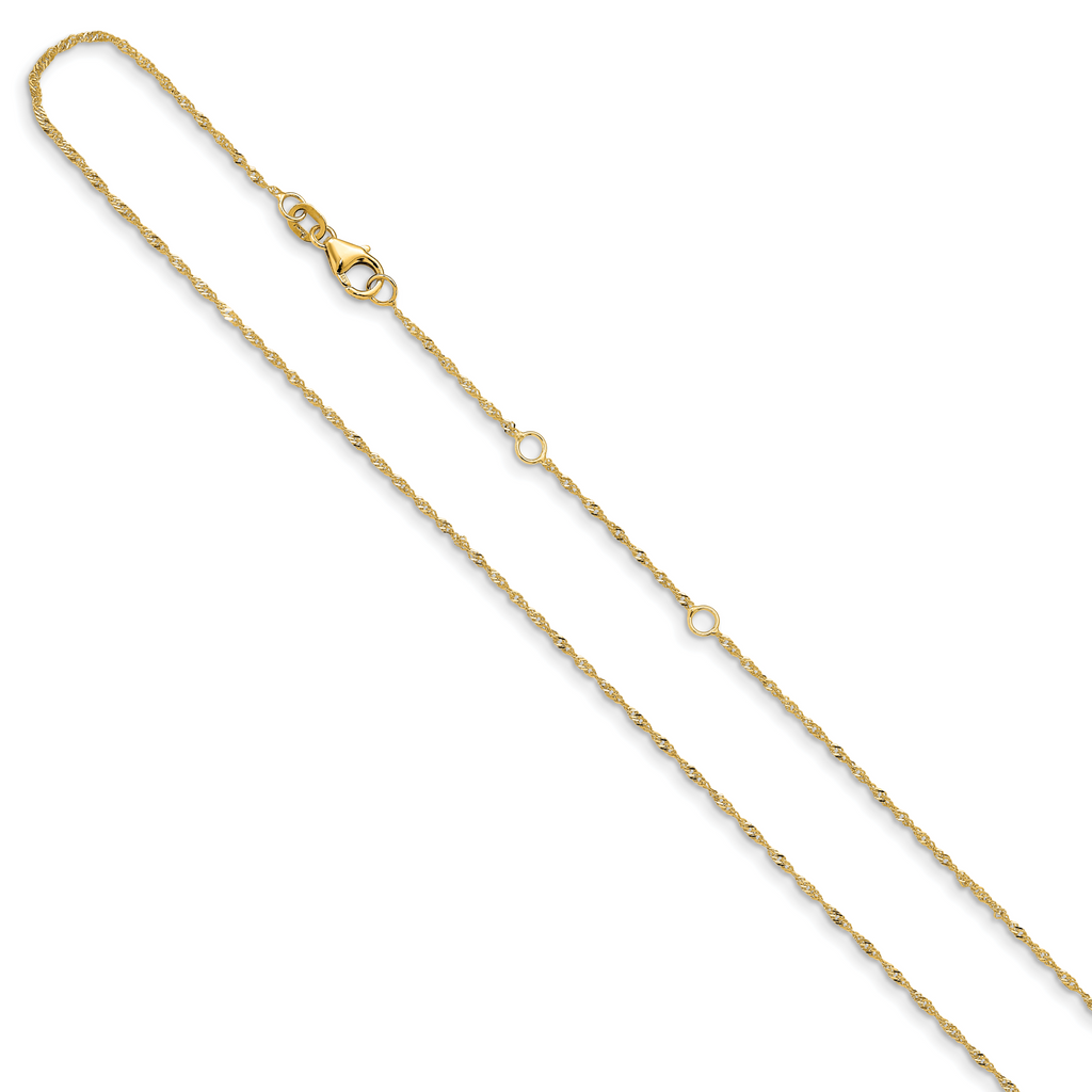 14K 1.25mm Singapore 1in+1in Adjustable Chain