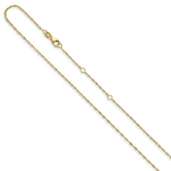 14K 1.25mm Singapore 1in+1in Adjustable Chain