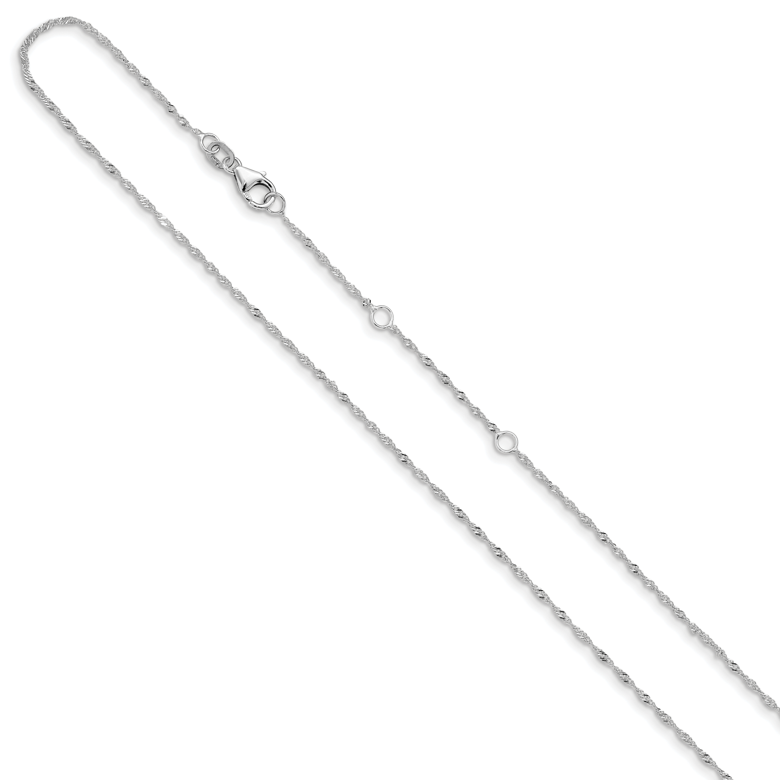 14K White Gold  1.25mm Singapore 1in+1in Adjustable Chain Secondary image