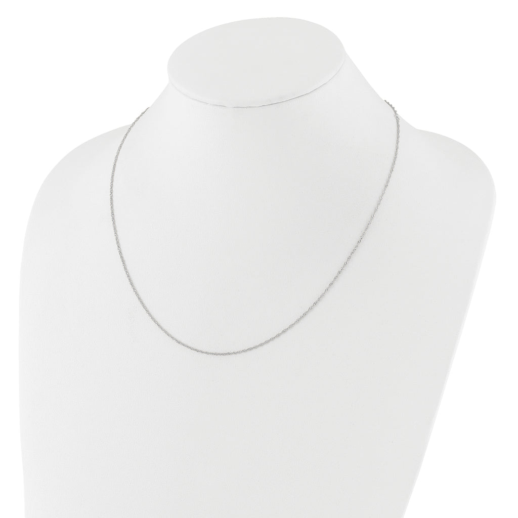 14 Karat White Gold  1.25mm Singapore 1in+1in Adjustable Chain - View 5
