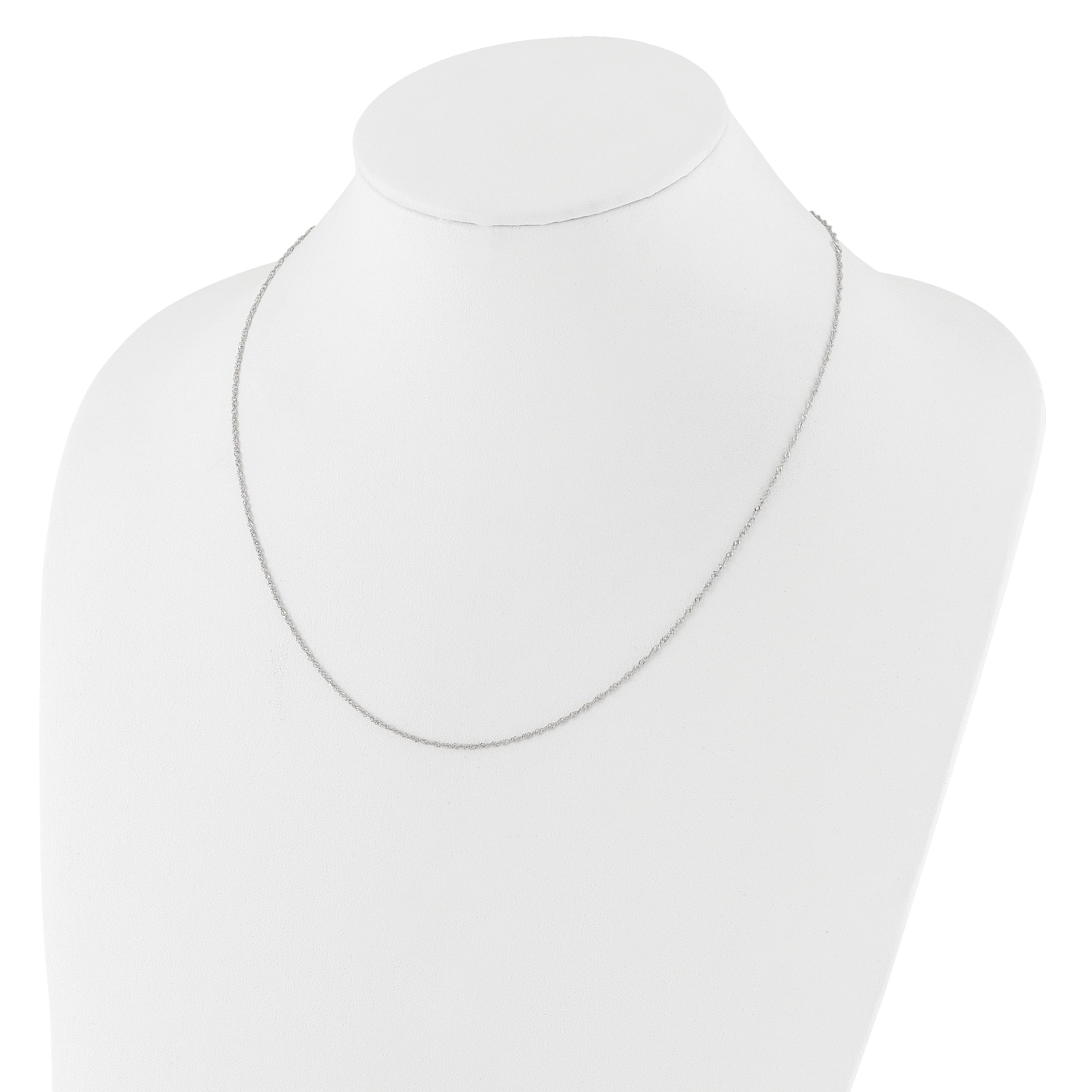 14 Karat White Gold  1.25mm Singapore 1in+1in Adjustable Chain - View 5