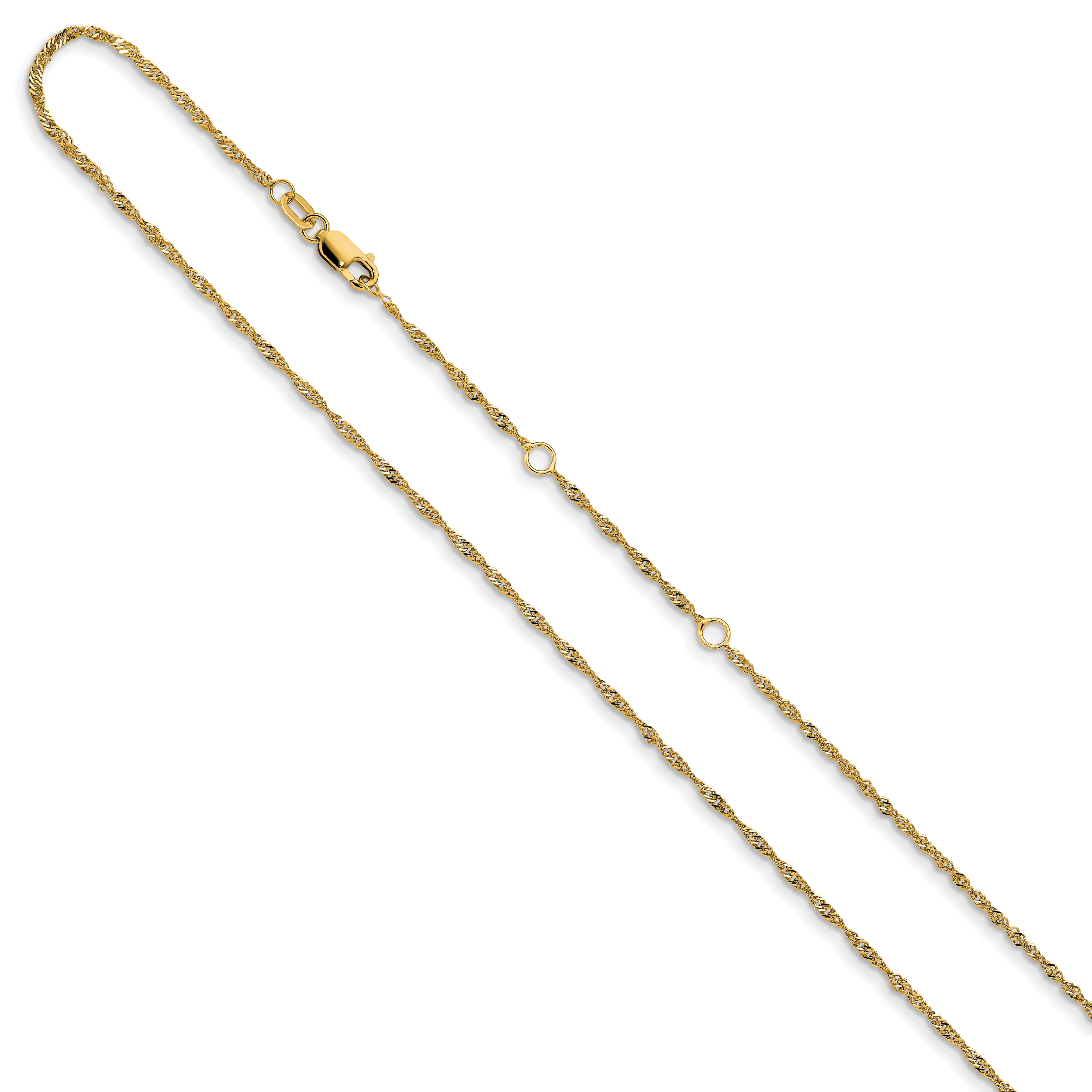 14K 1.5mm Singapore 1in+1in Adjustable Chain Secondary image