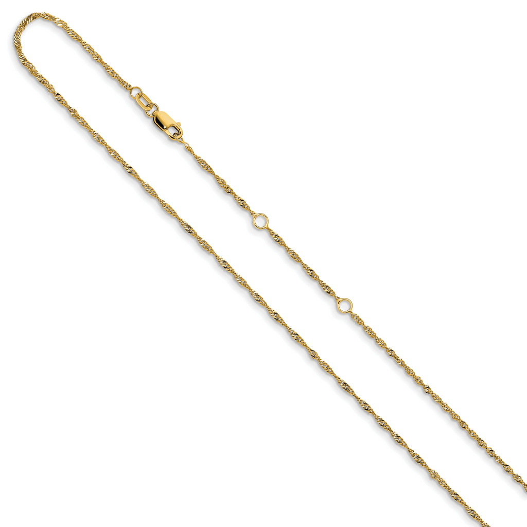 14K 1.5mm Singapore 1in+1in Adjustable Chain