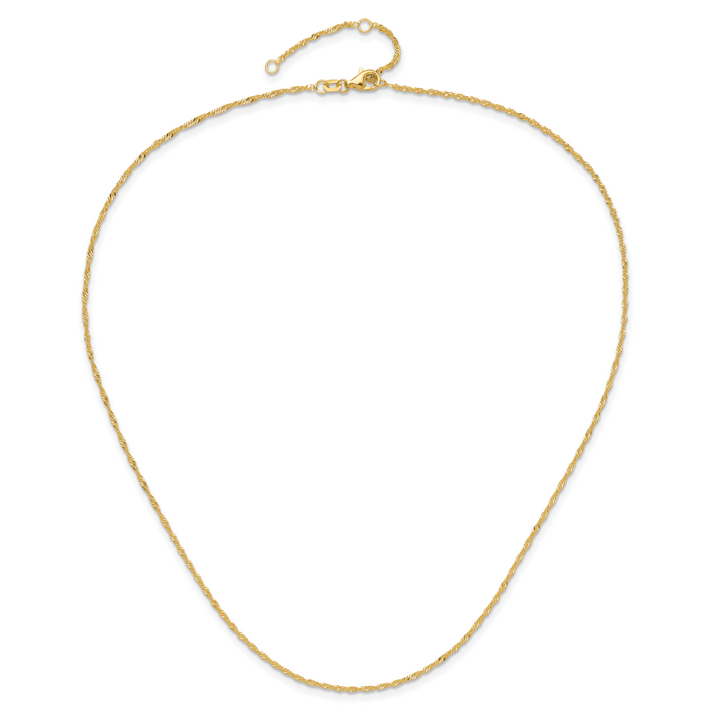 14K 1.5mm Singapore 1in+1in Adjustable Chain