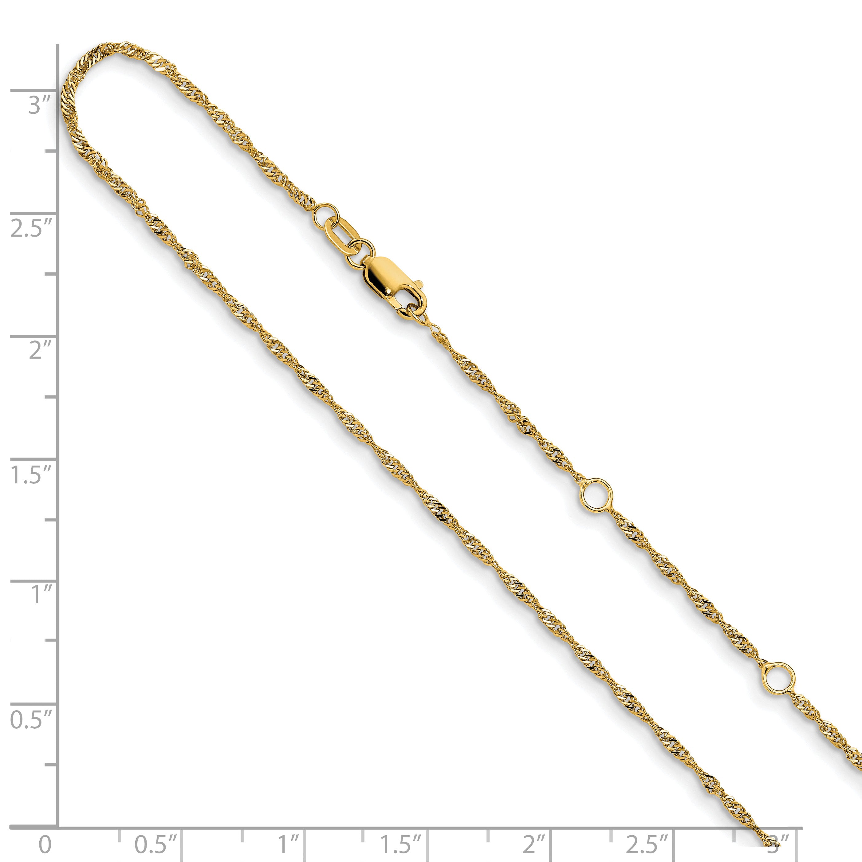 14K 1.5mm Singapore 1in+1in Adjustable Chain
