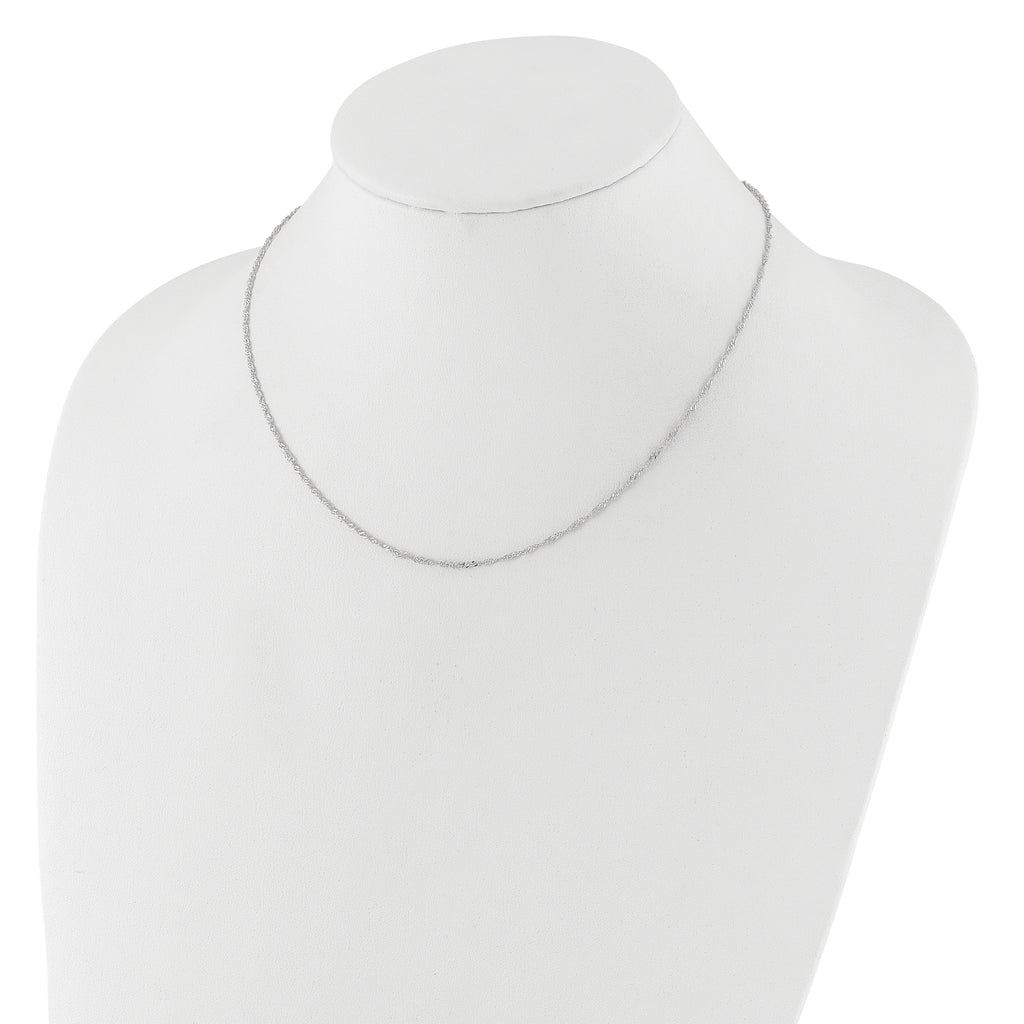 14 Karat White Gold 1.5mm Singapore 1in+1in Adjustable Chain - View 3