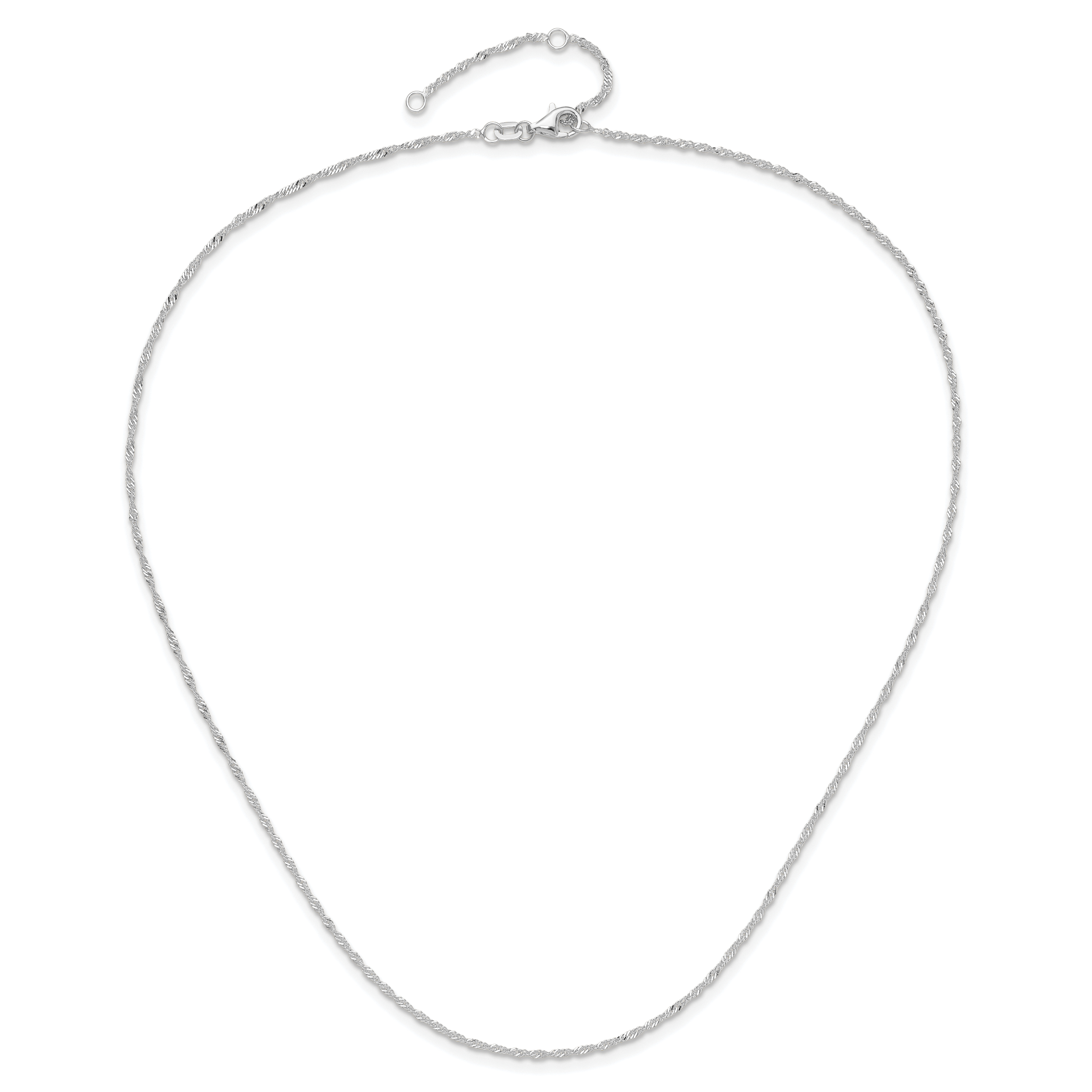 14K White Gold 1.5mm Singapore 1in+1in Adjustable Chain