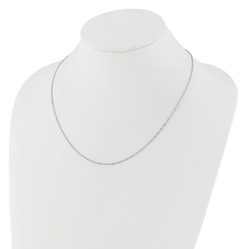 14 Karat White Gold 1.5mm Singapore 1in+1in Adjustable Chain - View 5