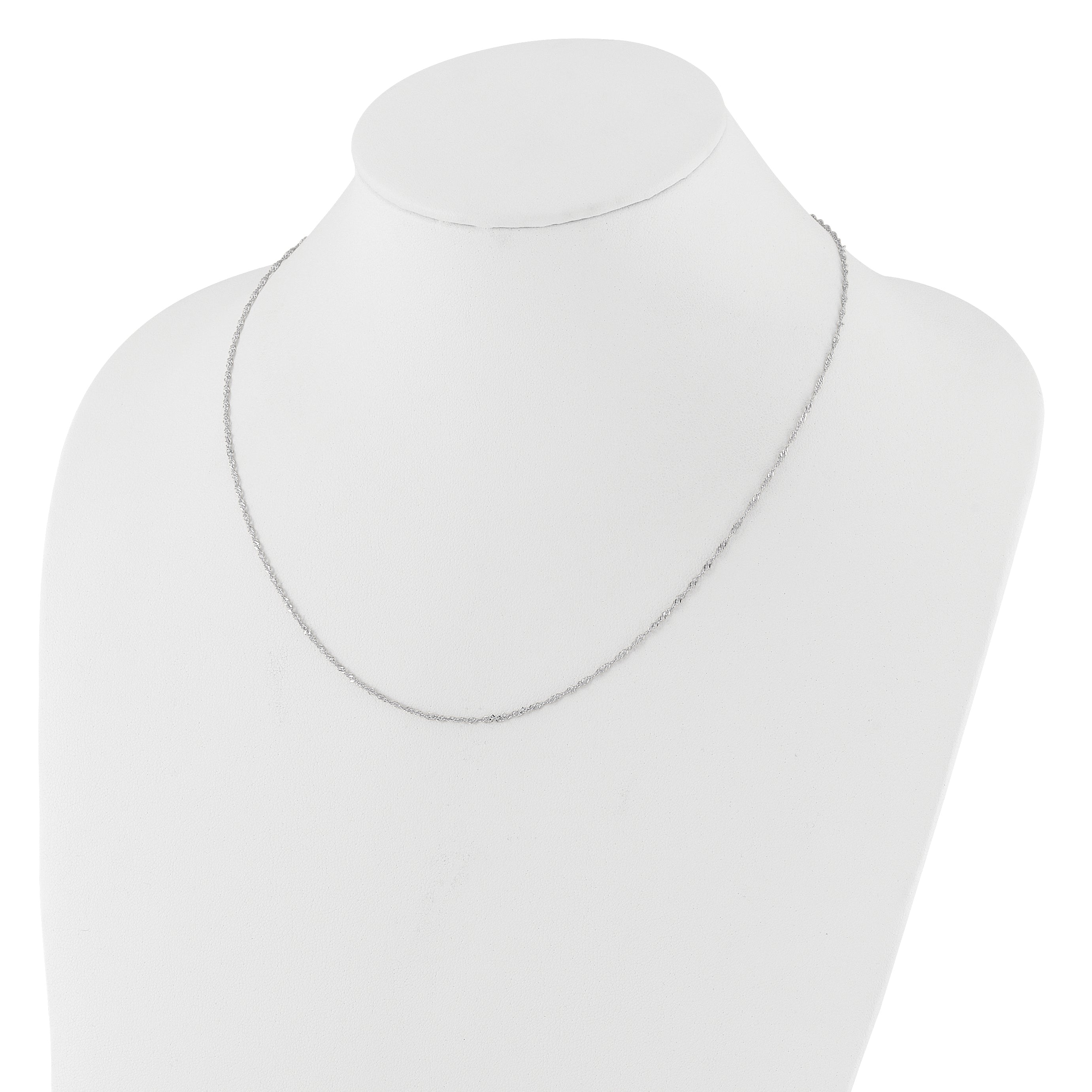 14 Karat White Gold 1.5mm Singapore 1in+1in Adjustable Chain - View 5