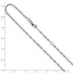 14 Karat White Gold 1.5mm Singapore 1in+1in Adjustable Chain - View 7
