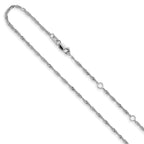 14 Karat White Gold 1.5mm Singapore 1in+1in Adjustable Chain | Sophia Jewelers