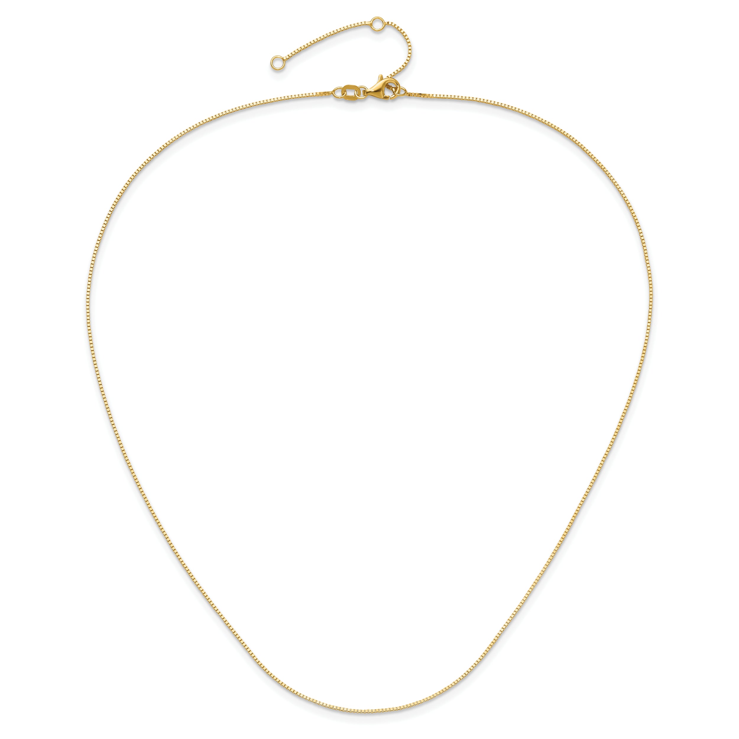 14K .7mm Box 1in+1in Adjustable Chain