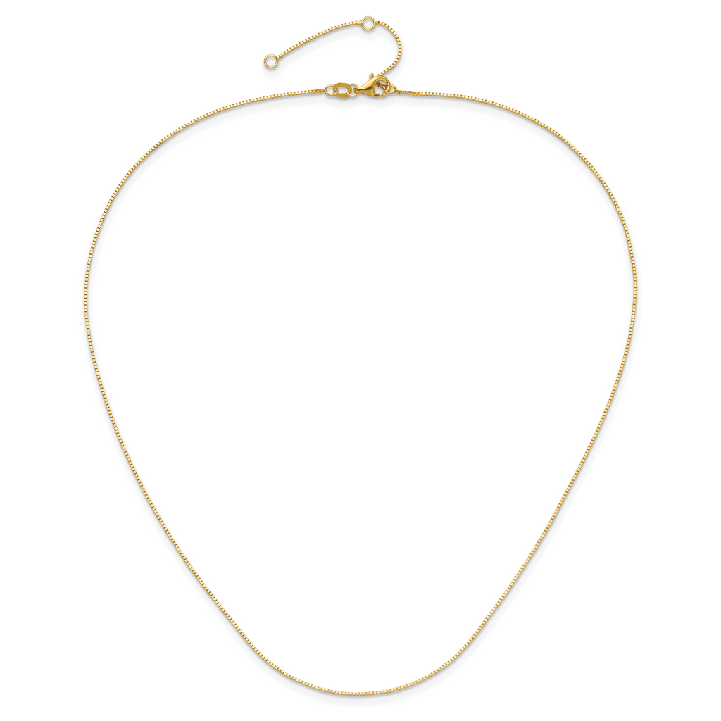14K .7mm Box 1in+1in Adjustable Chain