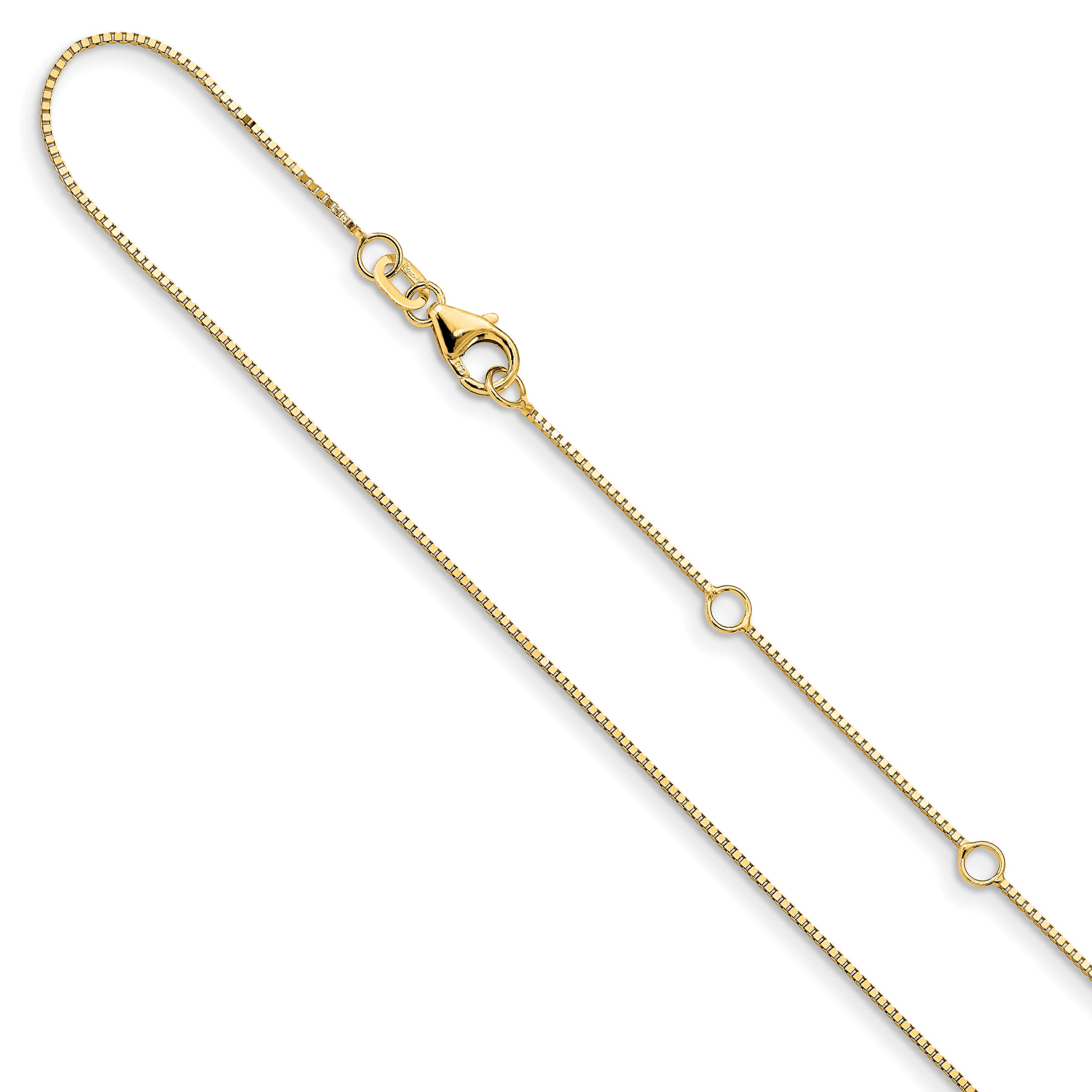 14K .7mm Box 1in+1in Adjustable Chain Main image