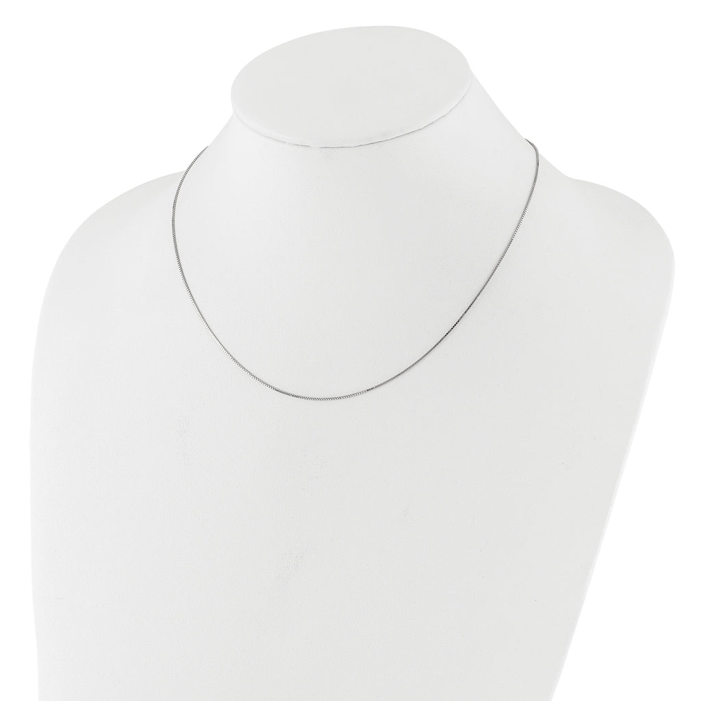 14K White Gold .7mm Box 1in+1in Adjustable Chain Adjustable