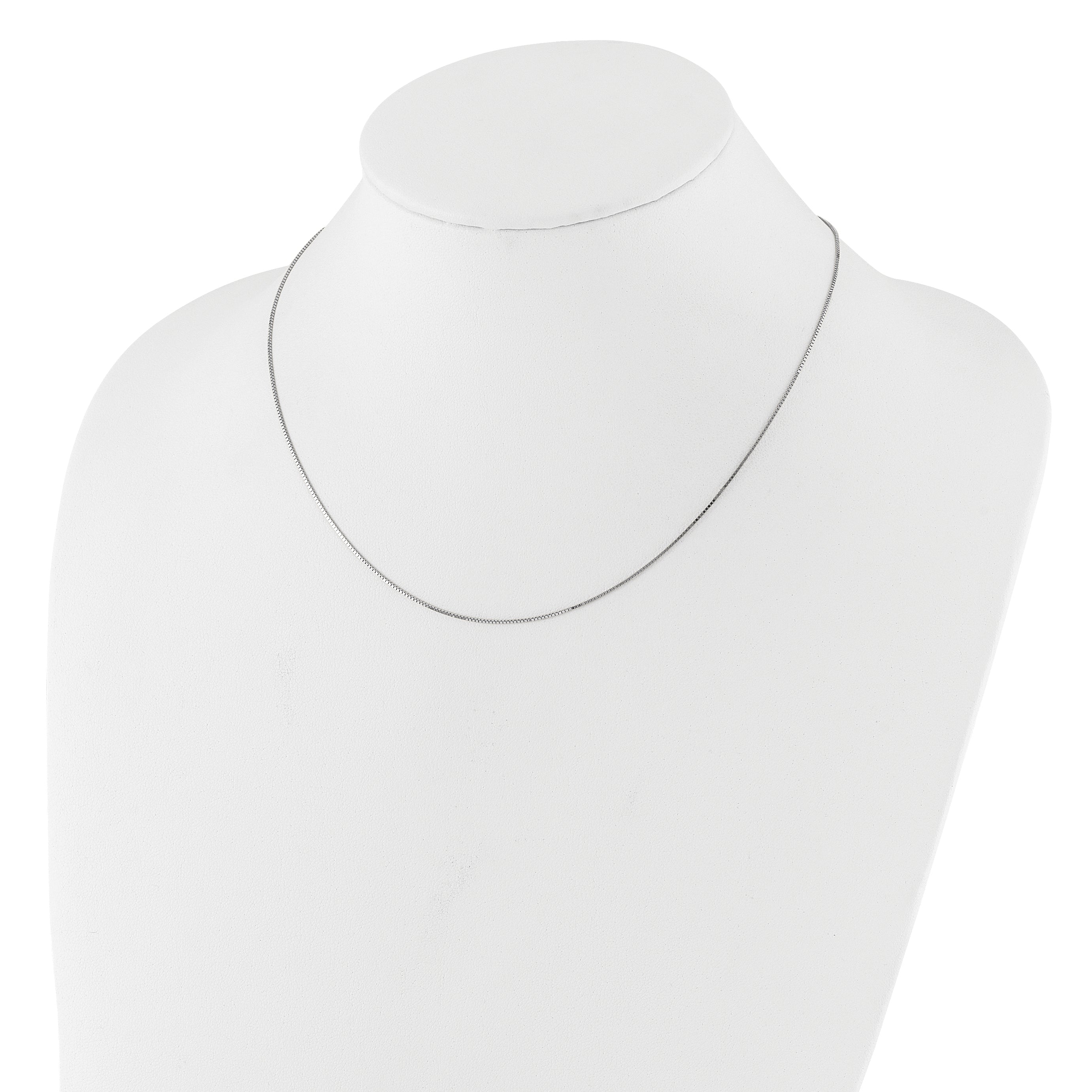 14K White Gold .7mm Box 1in+1in Adjustable Chain Adjustable