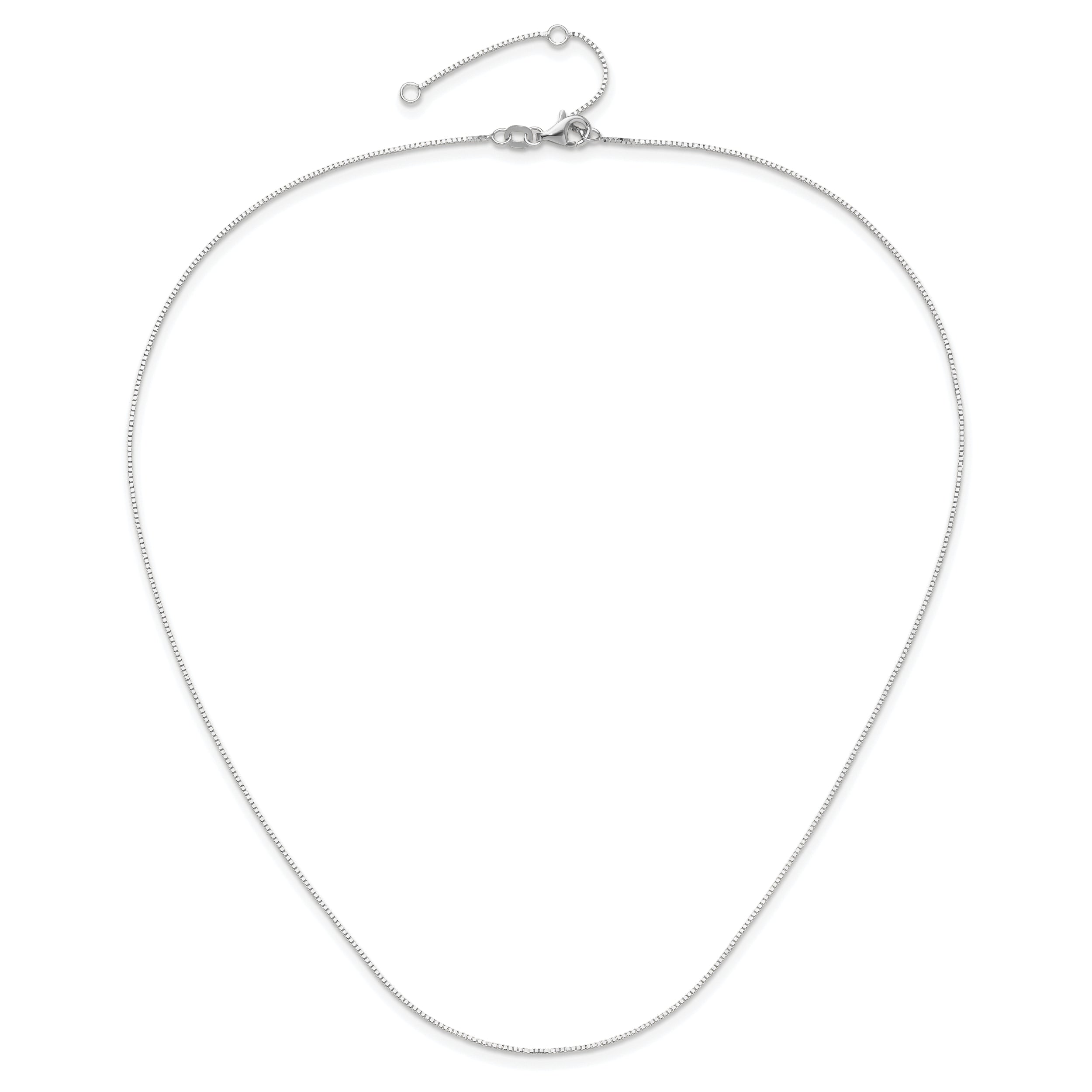 14K White Gold .7mm Box 1in+1in Adjustable Chain Adjustable