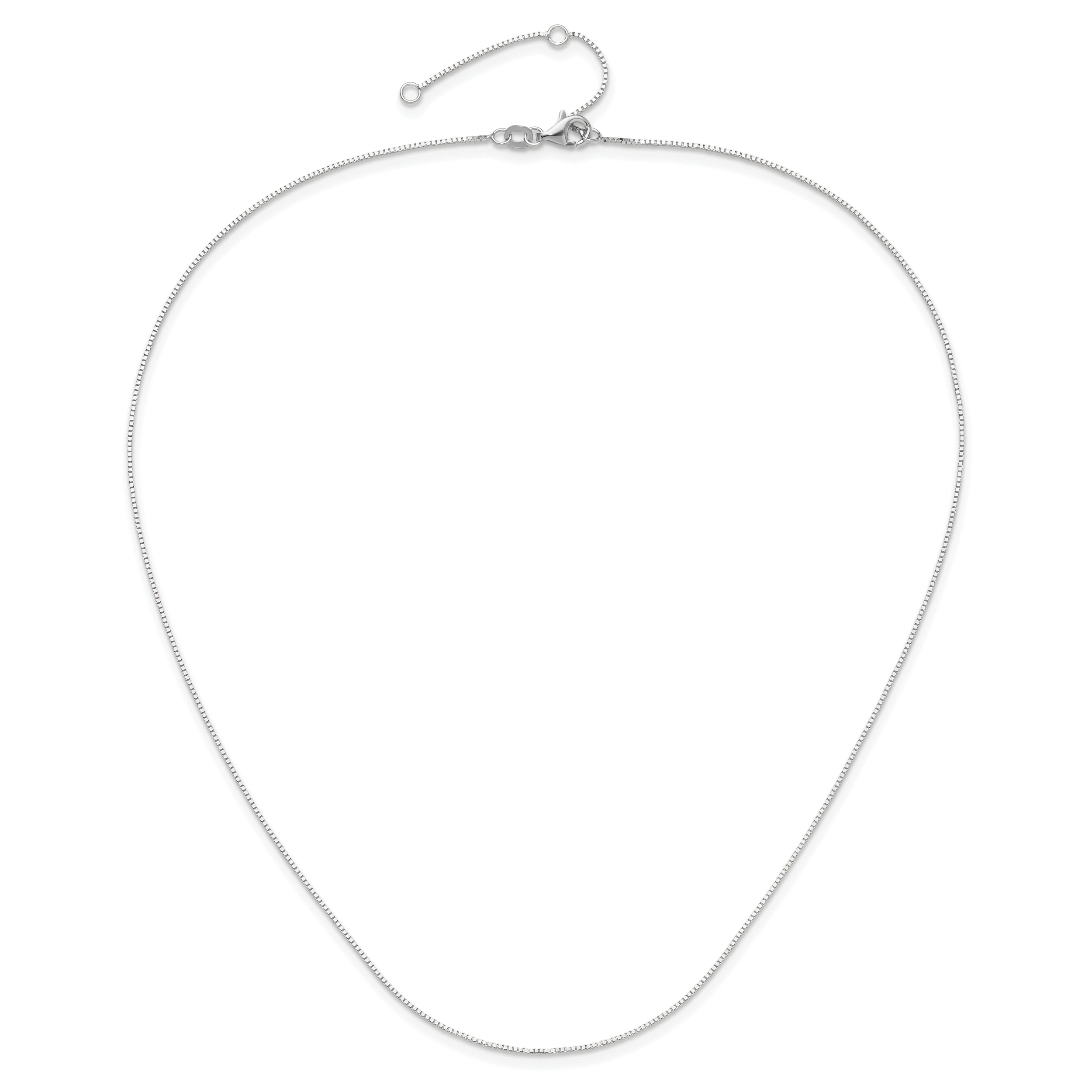 14K White Gold .7mm Box 1in+1in Adjustable Chain Adjustable