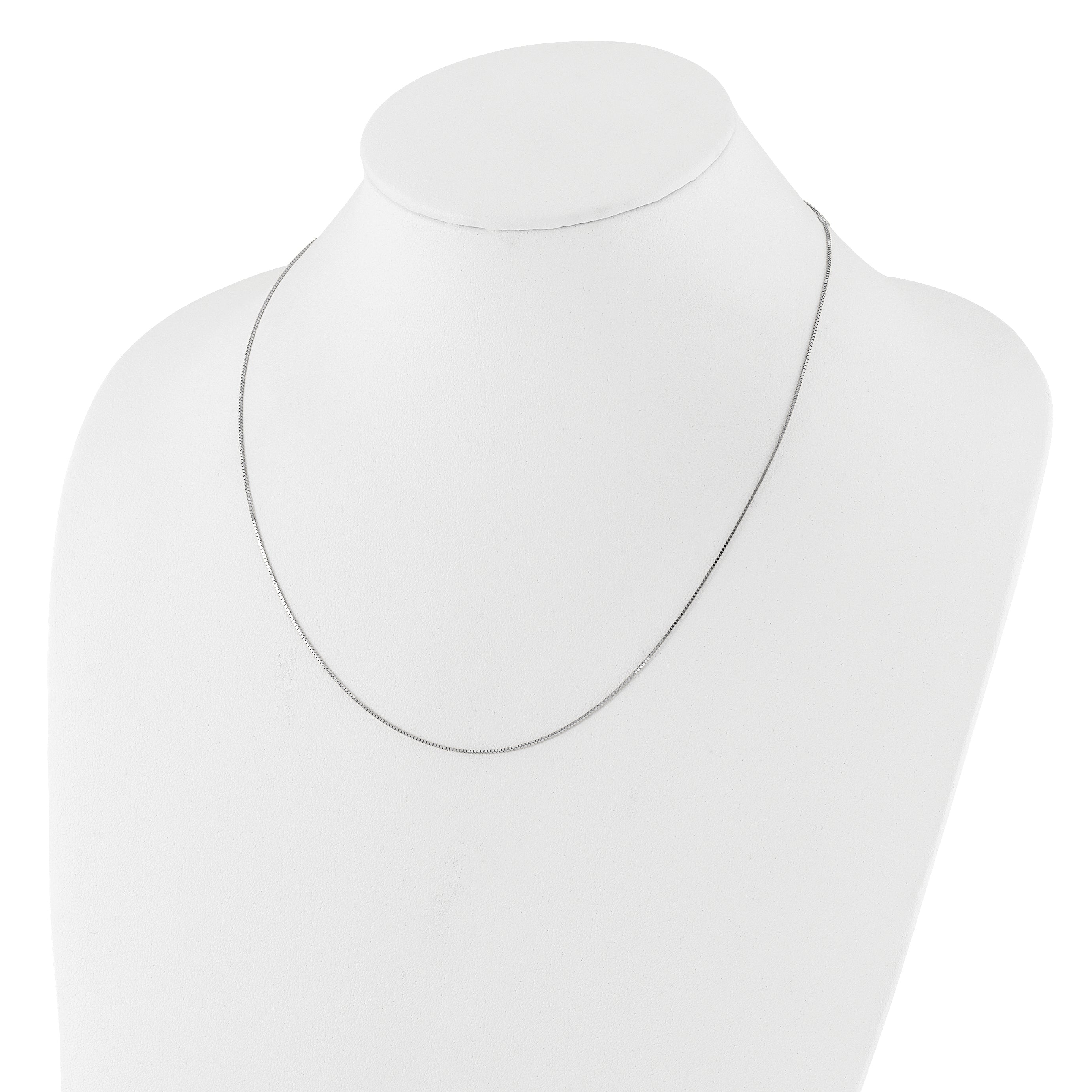 14K White Gold .7mm Box 1in+1in Adjustable Chain Adjustable