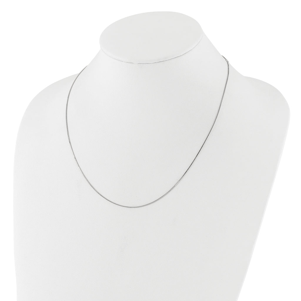 14K White Gold .7mm Box 1in+1in Adjustable Chain Adjustable