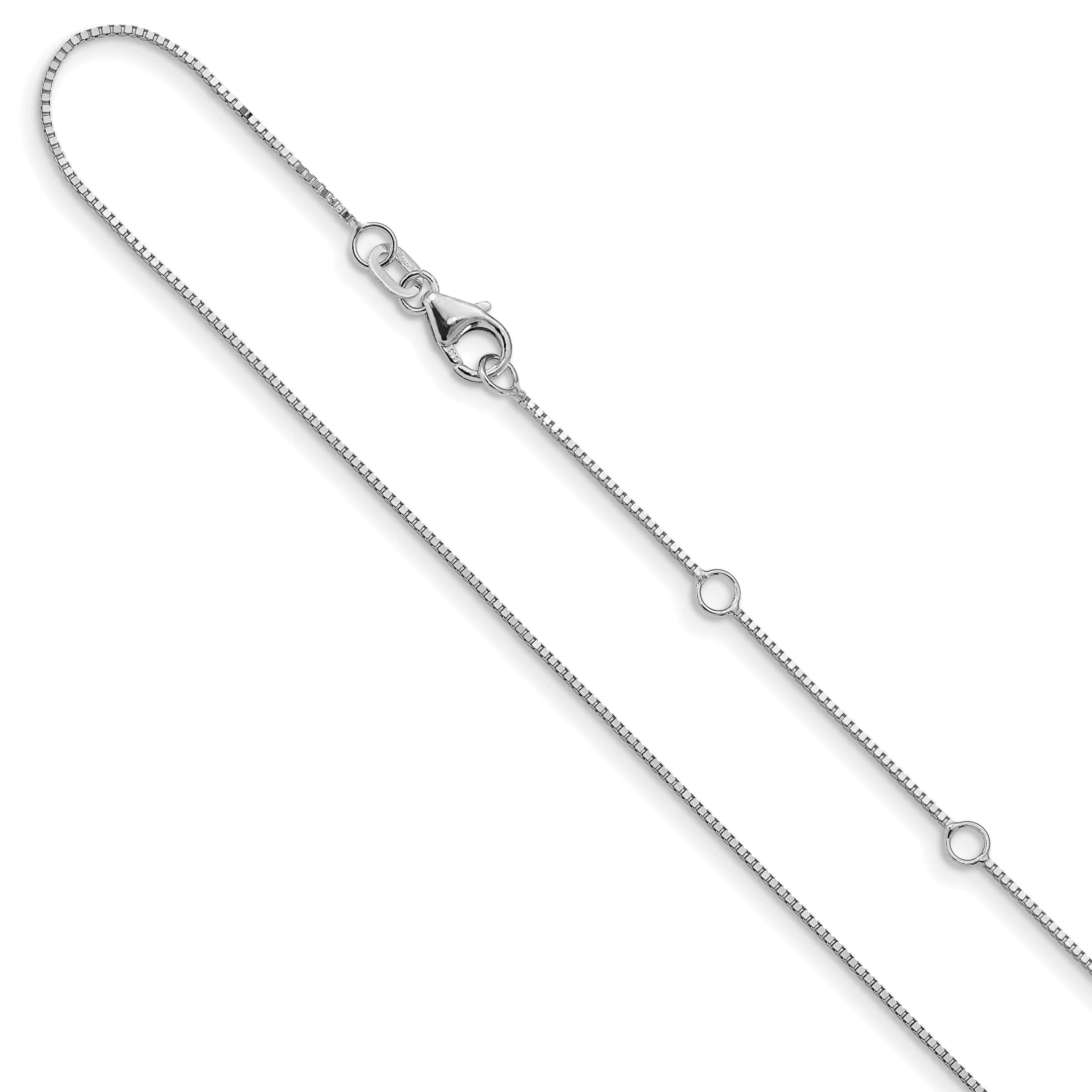 14K White Gold .7mm Box 1in+1in Adjustable Chain Adjustable Main image