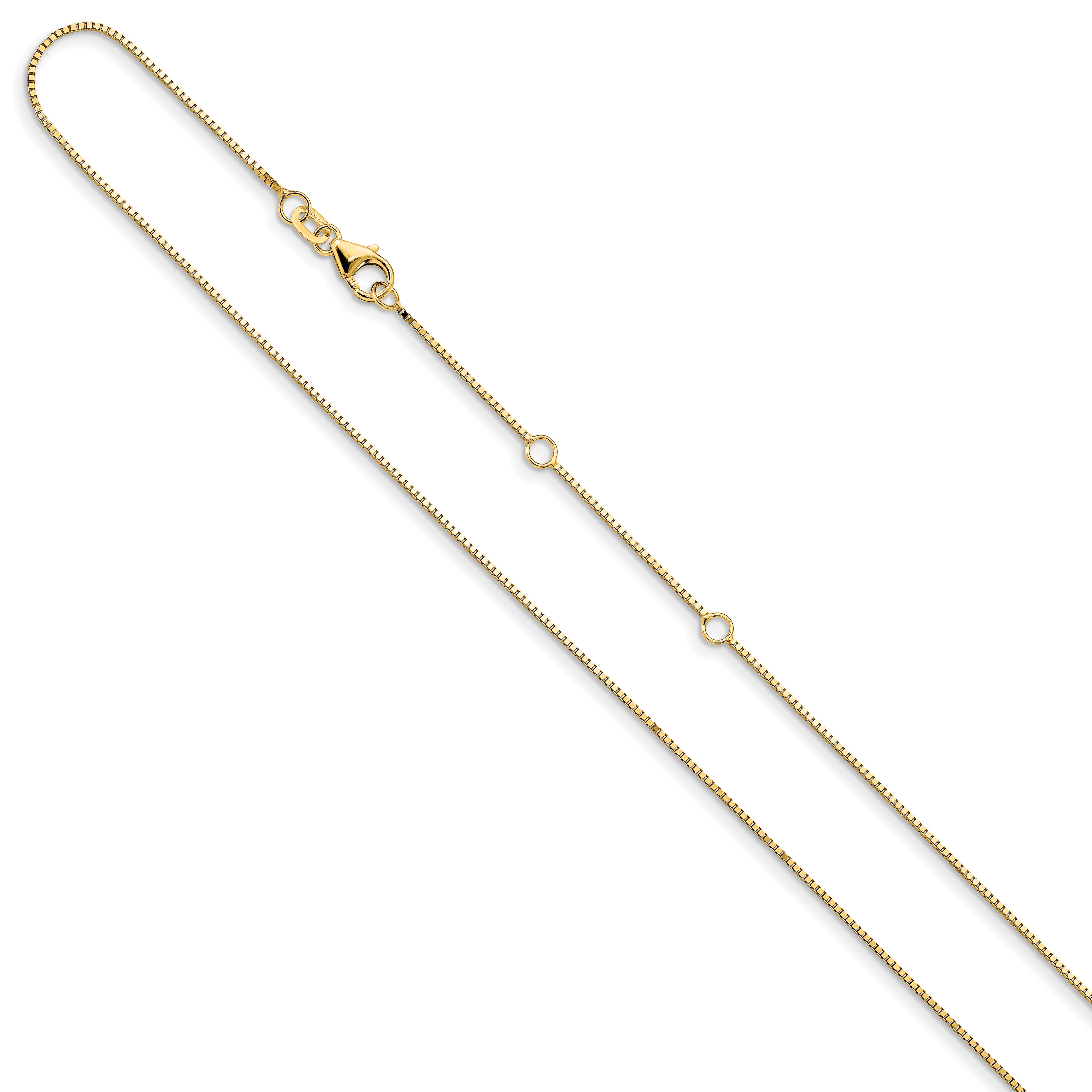 14K .85mm Box 1in+1in Adjustable Chain Secondary image