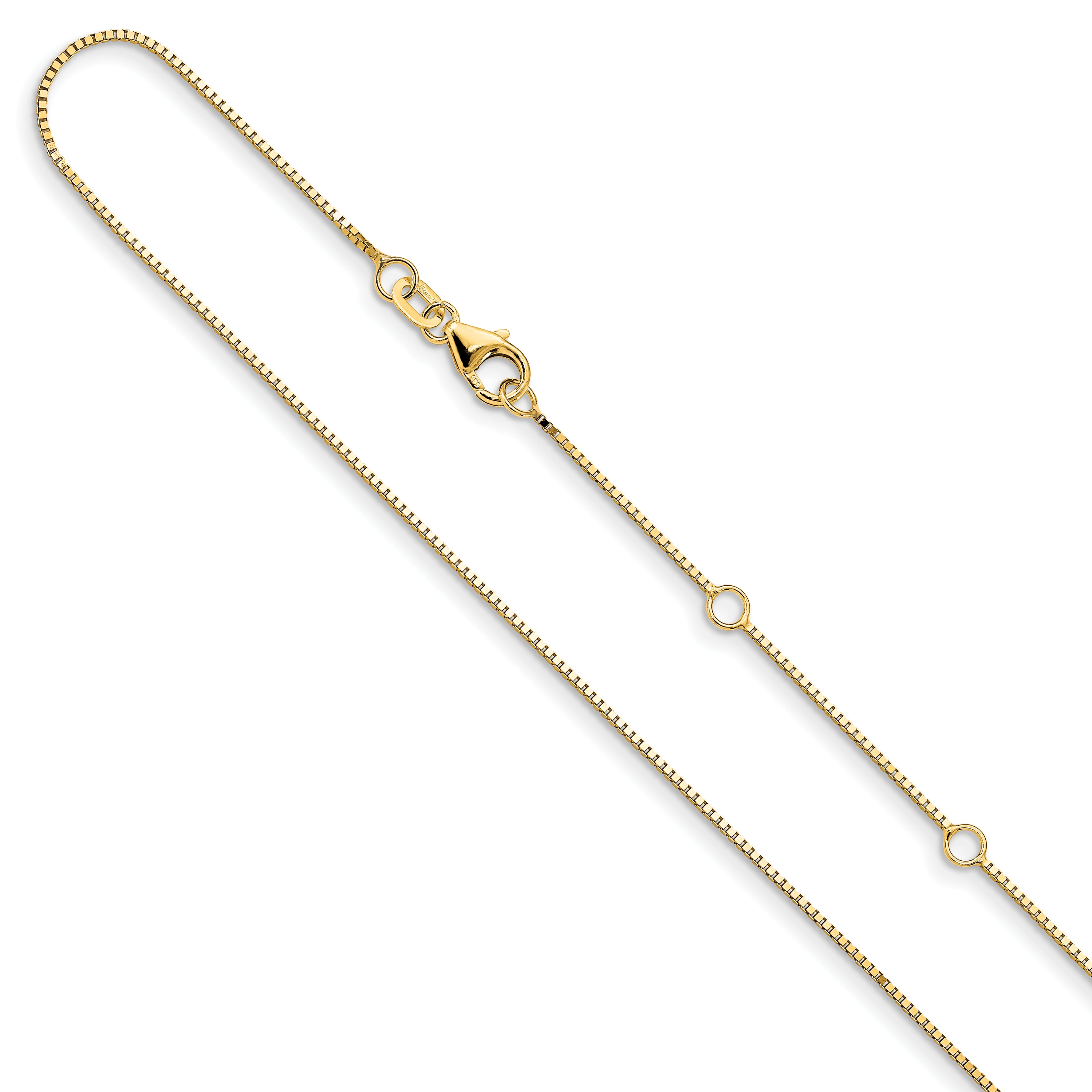 14K .85mm Box 1in+1in Adjustable Chain Main image