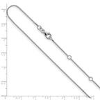 14K White Gold .85mm Box 1in+1in Adjustable Chain