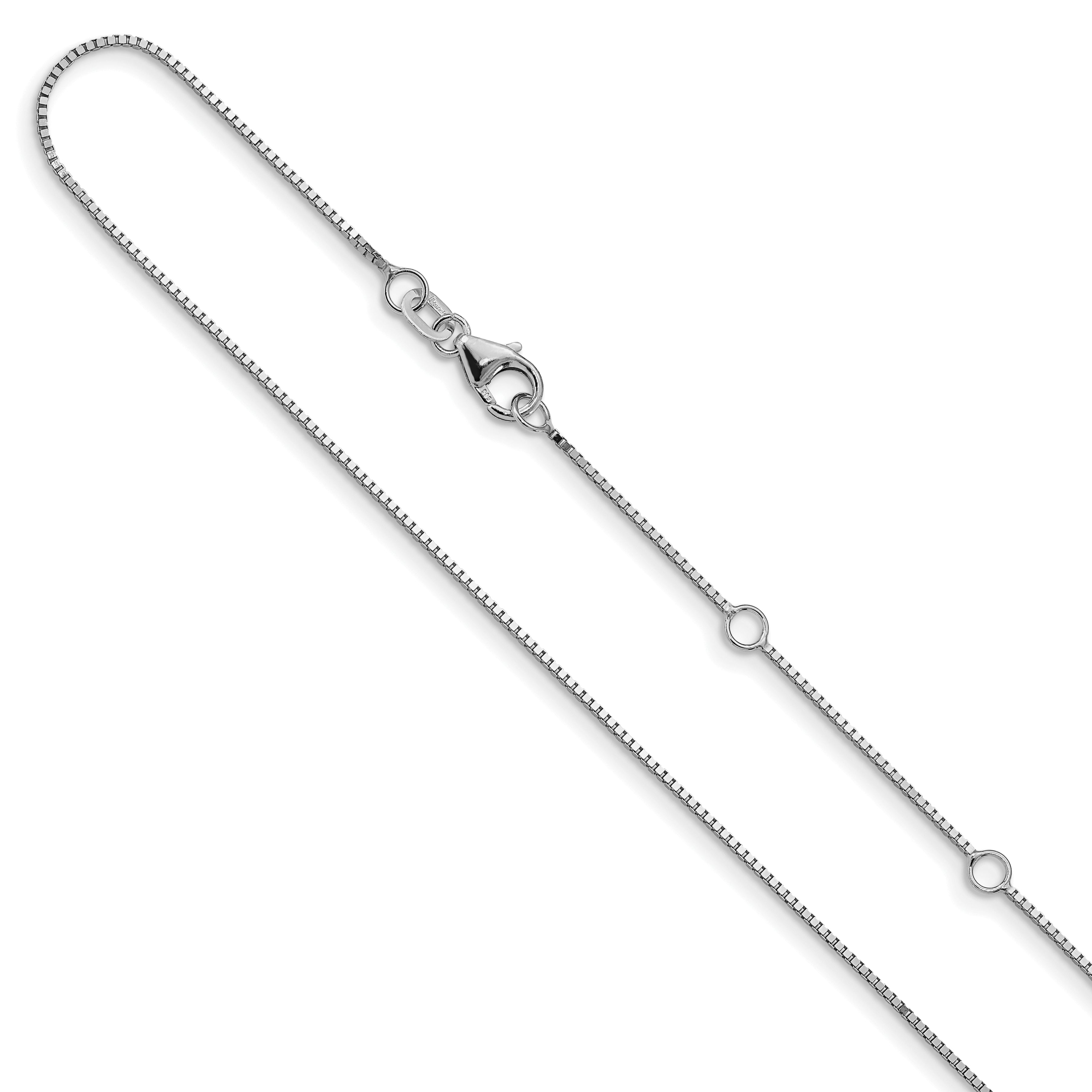 14K White Gold .85mm Box 1in+1in Adjustable Chain Main image