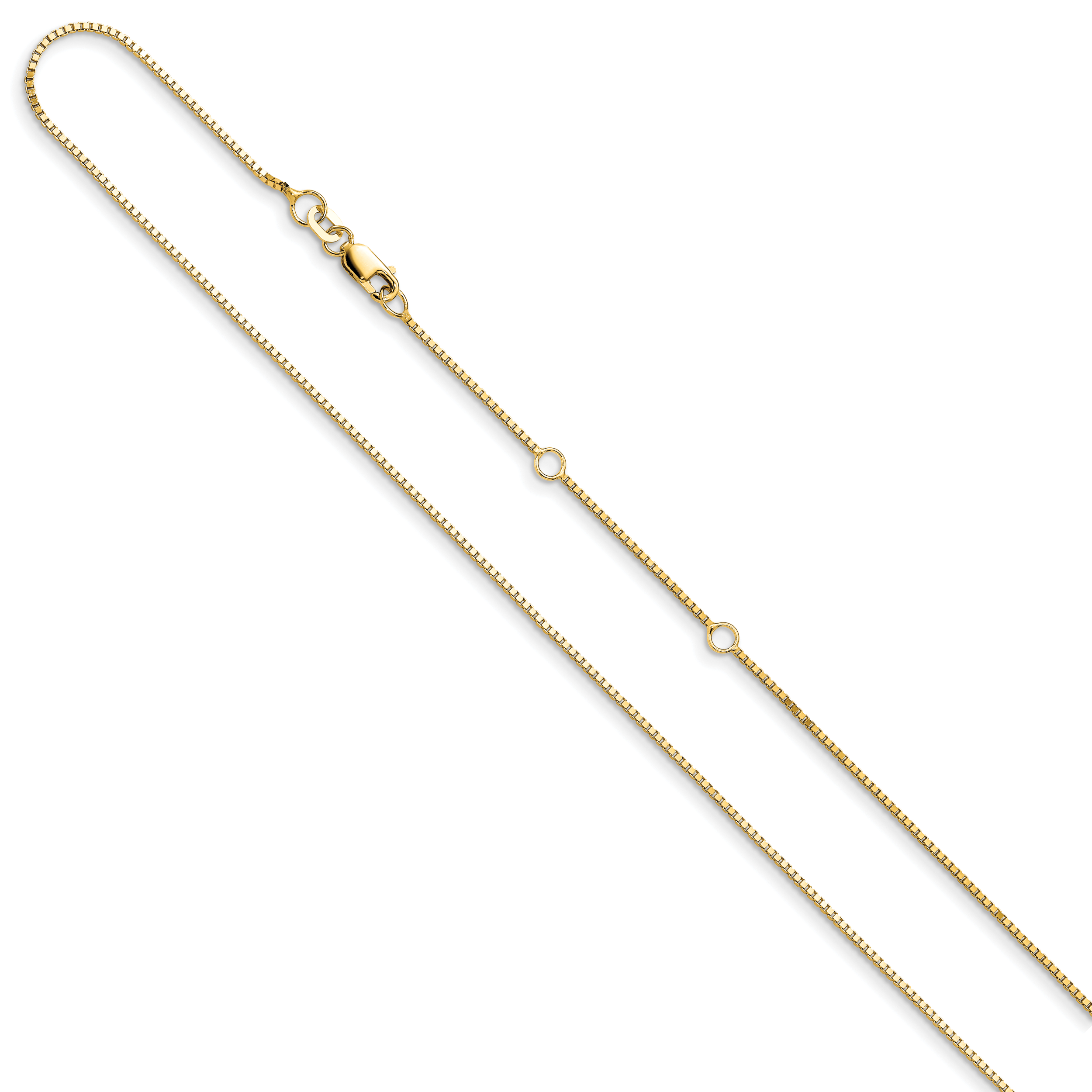 14K .95mm Box 1in+1in Adjustable Chain Secondary image