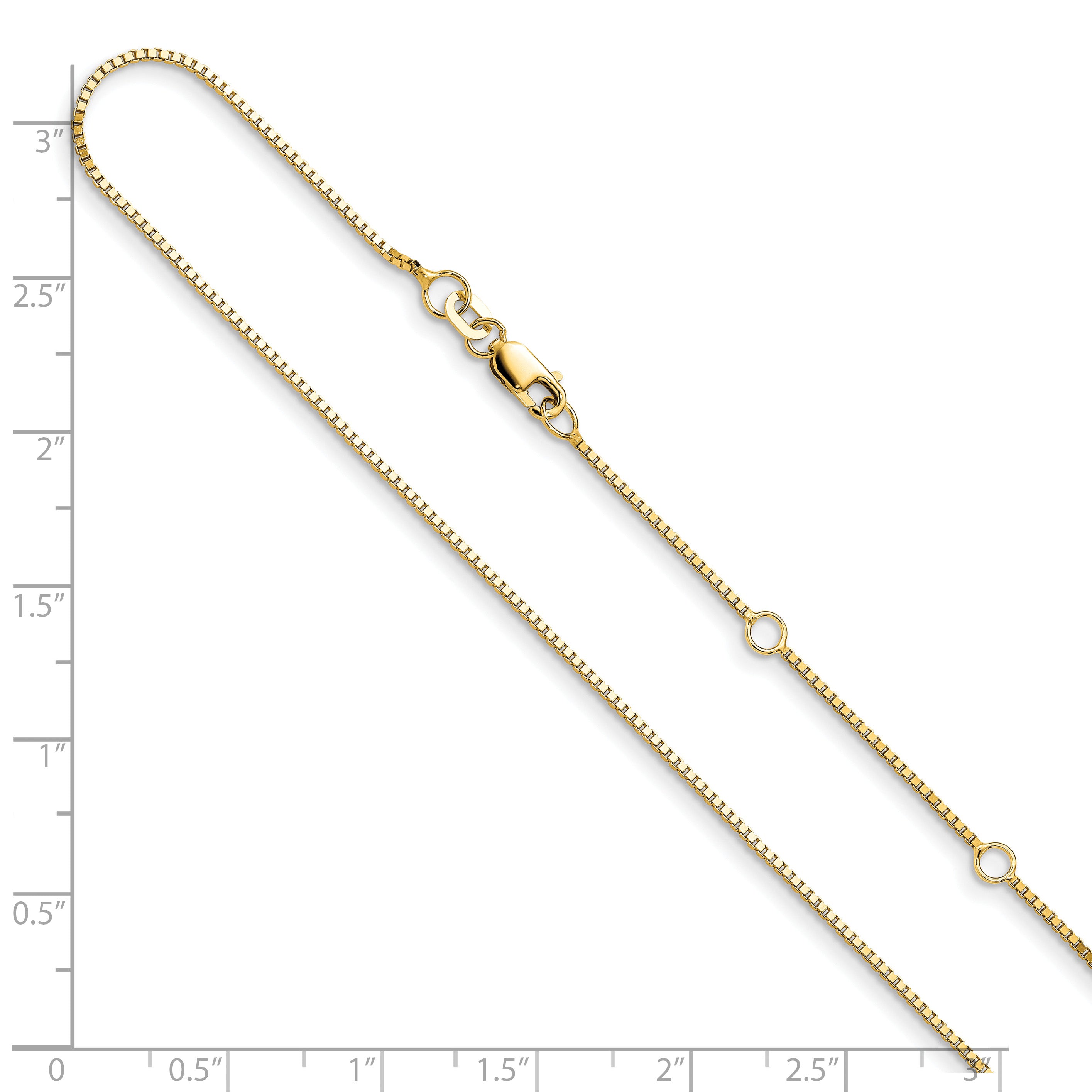 14K .95mm Box 2in+2in Adjustable Chain